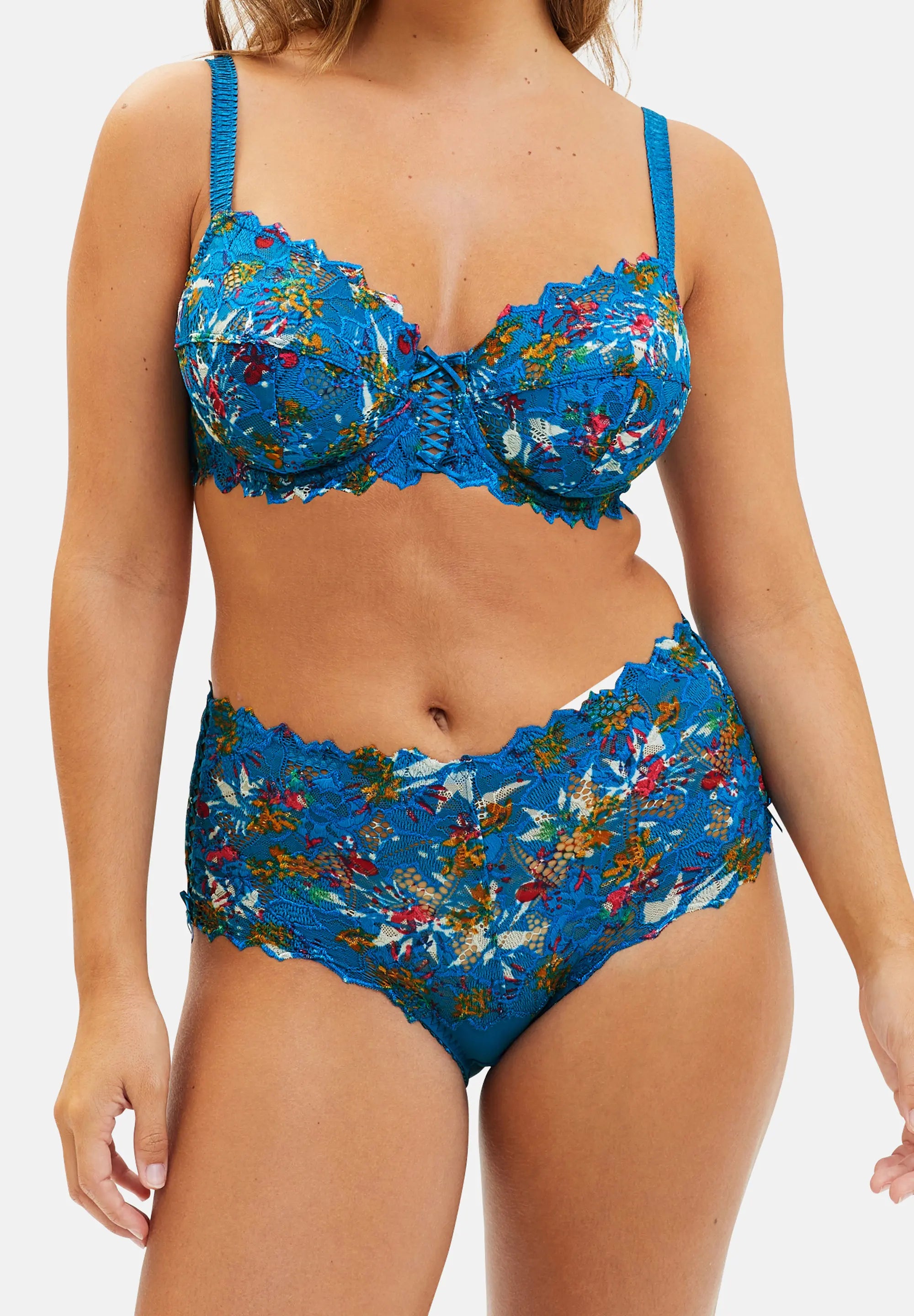 Midi slip Arum Mosaïc Bloemenprint Blauw Mykonos