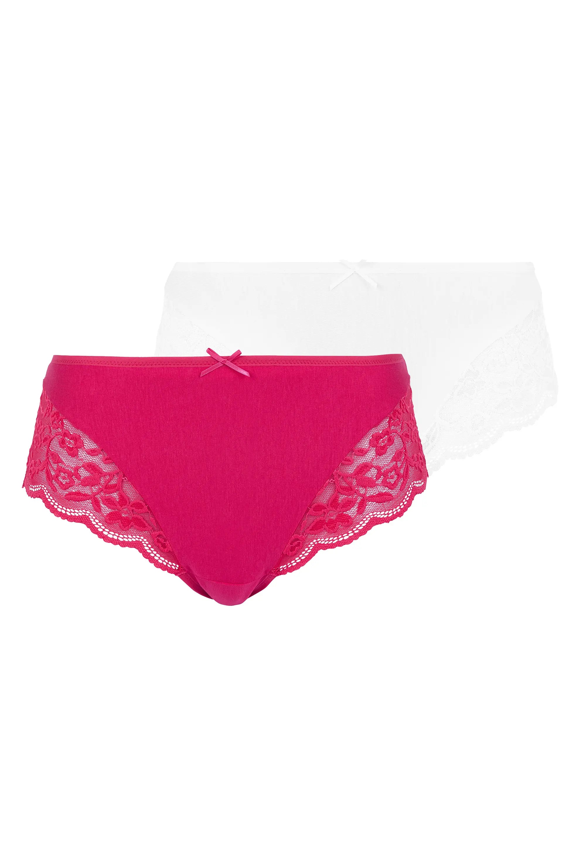 Lot de 2 slips midi Duo Douceur Coton Blanc & Rose