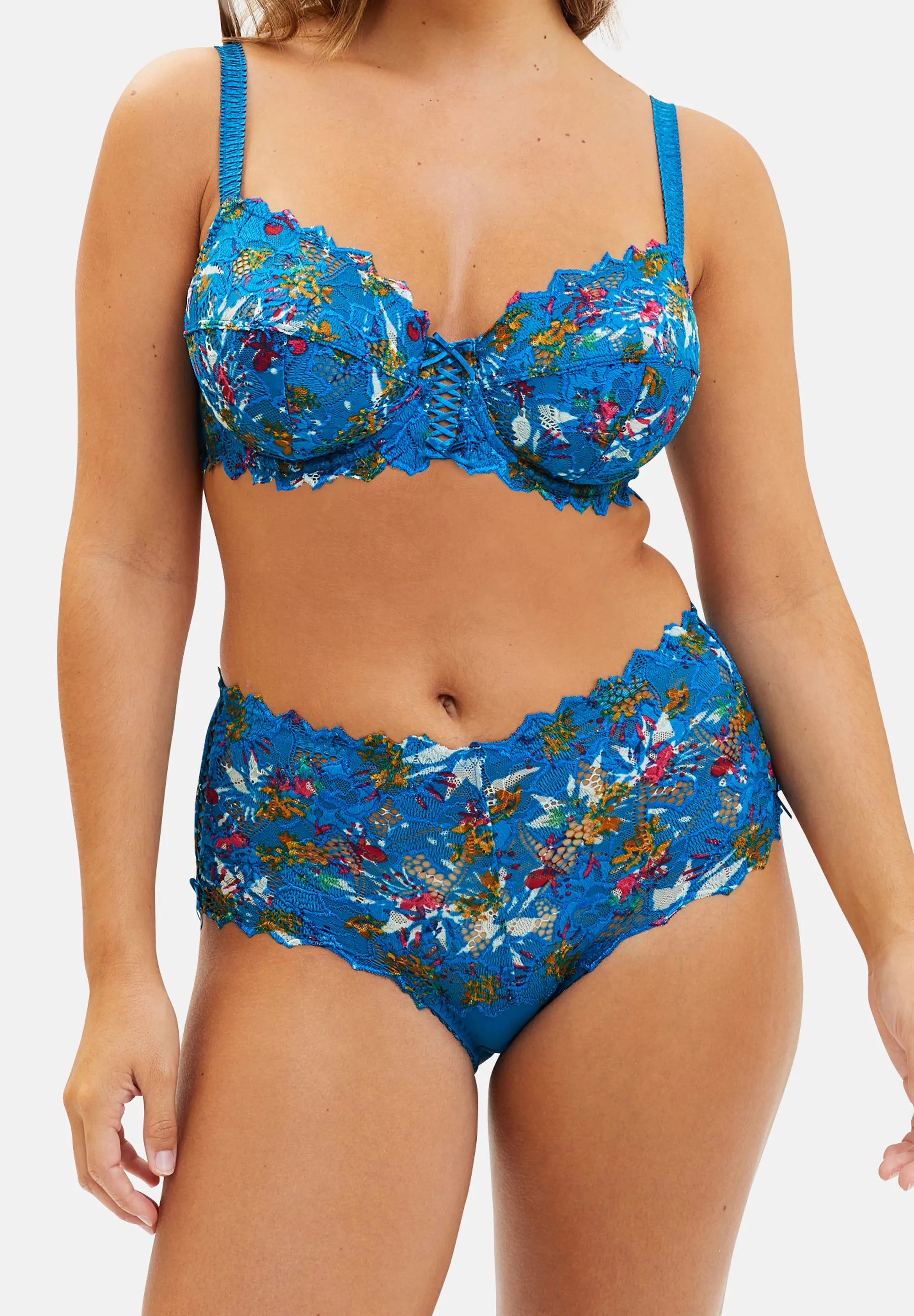 Full Cup Bra Arum Mosaïc Floral Print Mykonos Blue
