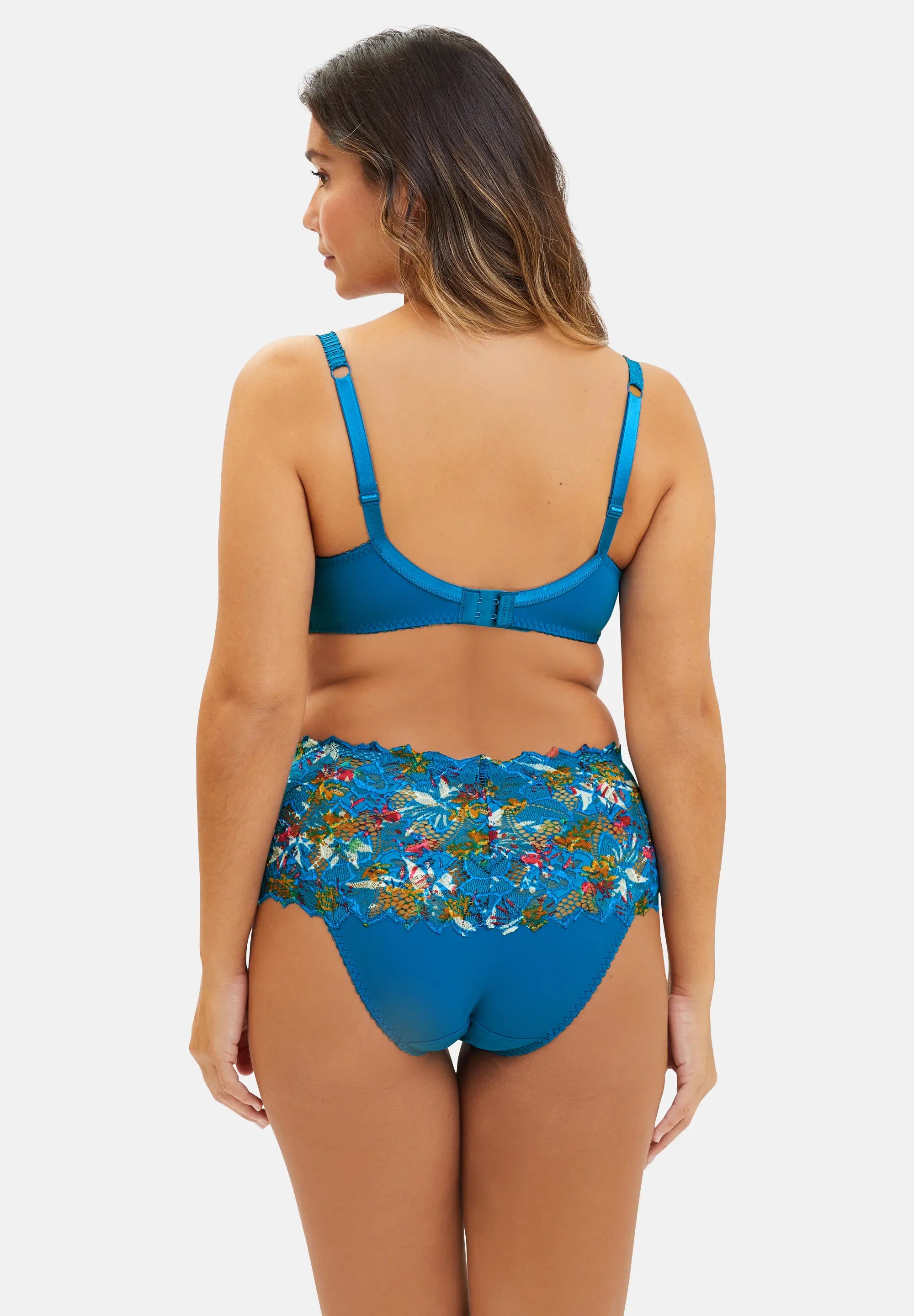 Full Cup Bra Arum Mosaïc Floral Print Mykonos Blue