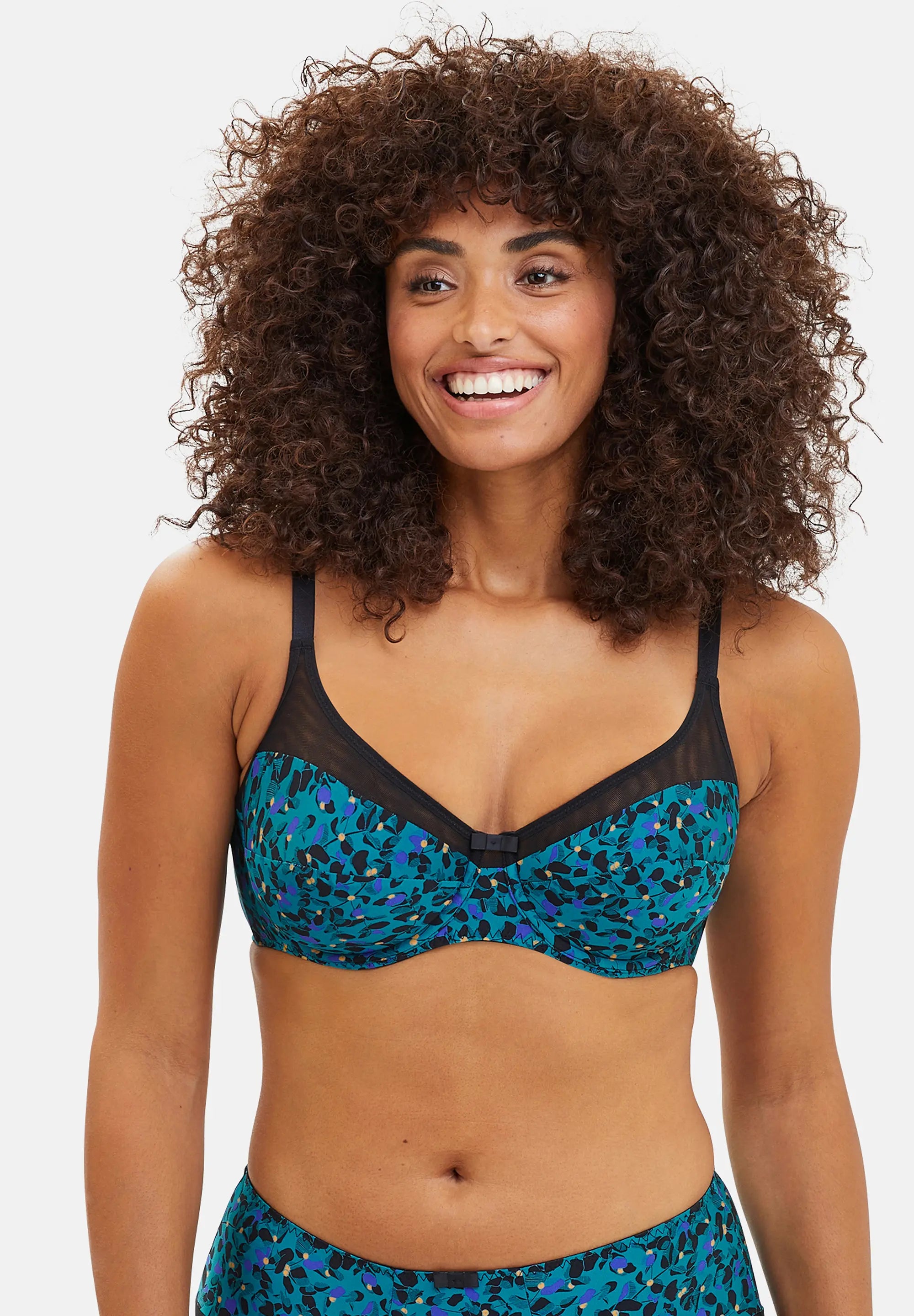 Full Cup Bra Complice Floral Print Emerald Blue