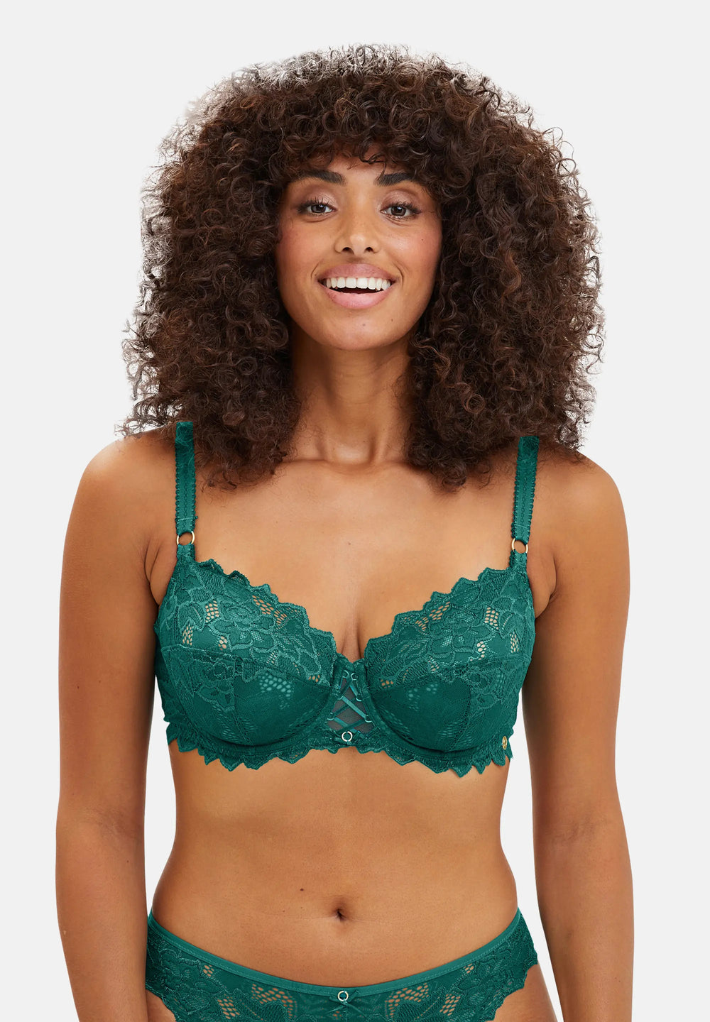 Ensemble Lingerie Soutien-gorge Balconnet 120E Et Culotte Vert Brillant - Grande Taille NEUF