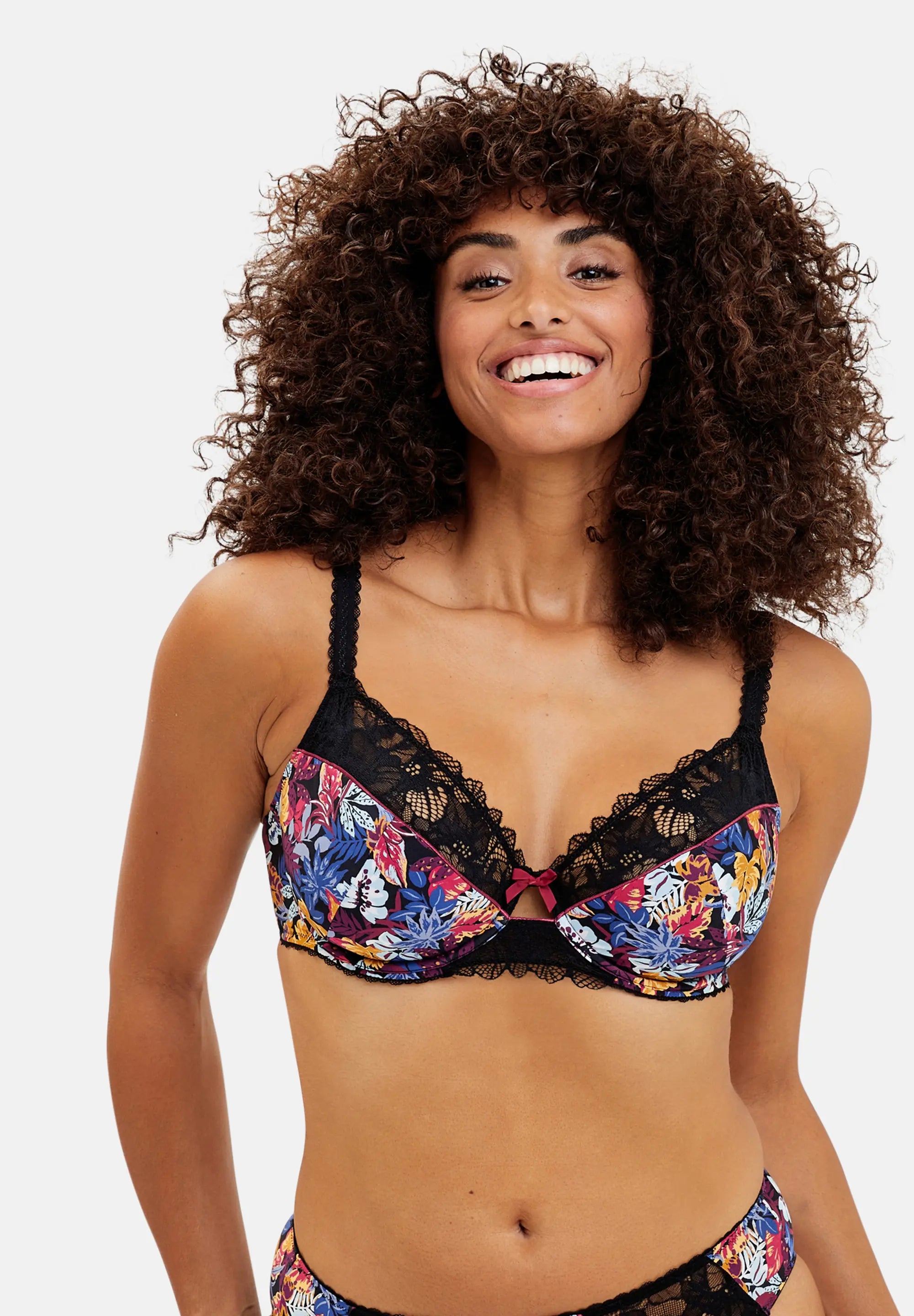 Full Cup Bra Mathilde Floral Print Vegetal Jungle Black