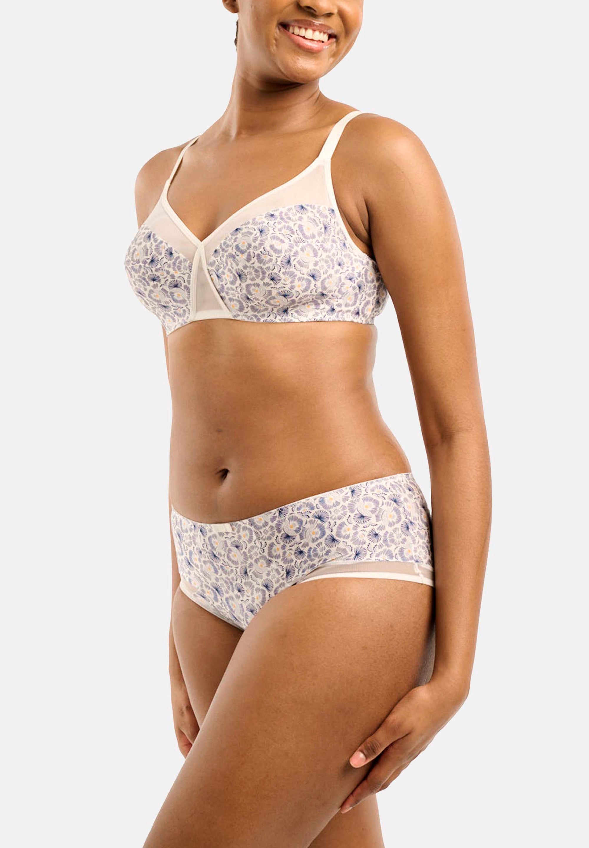 Full cup wireless bra Complice Ivory & Blue Floral Print