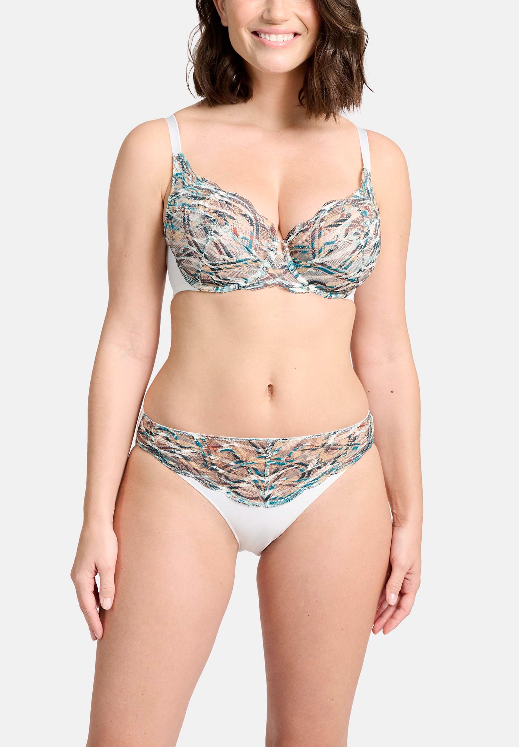 Elise Fantaisy Printed Full Cup Bra Ivory / Blue