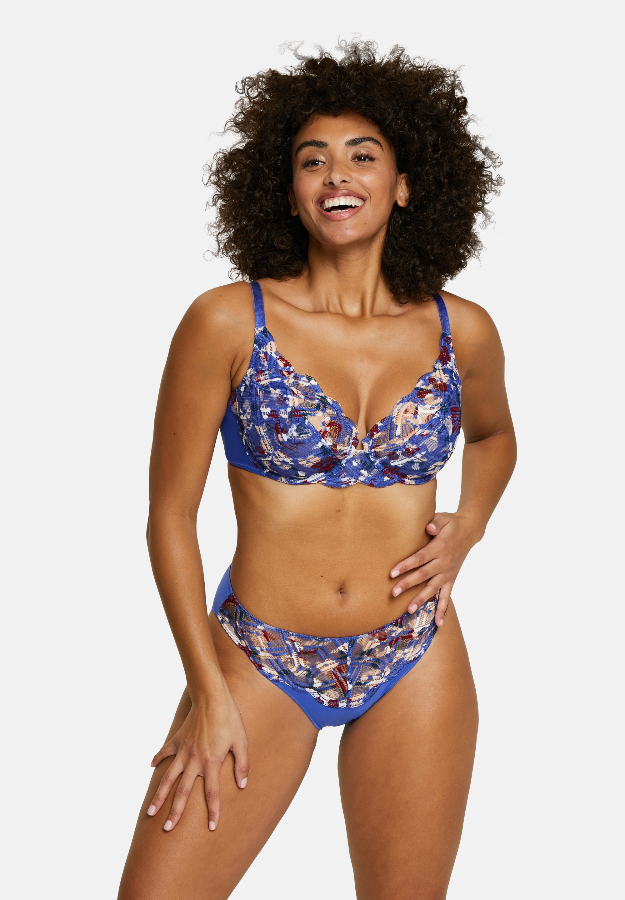 Elise Fantaisy Full Cup Bra Blue Camouflage Print