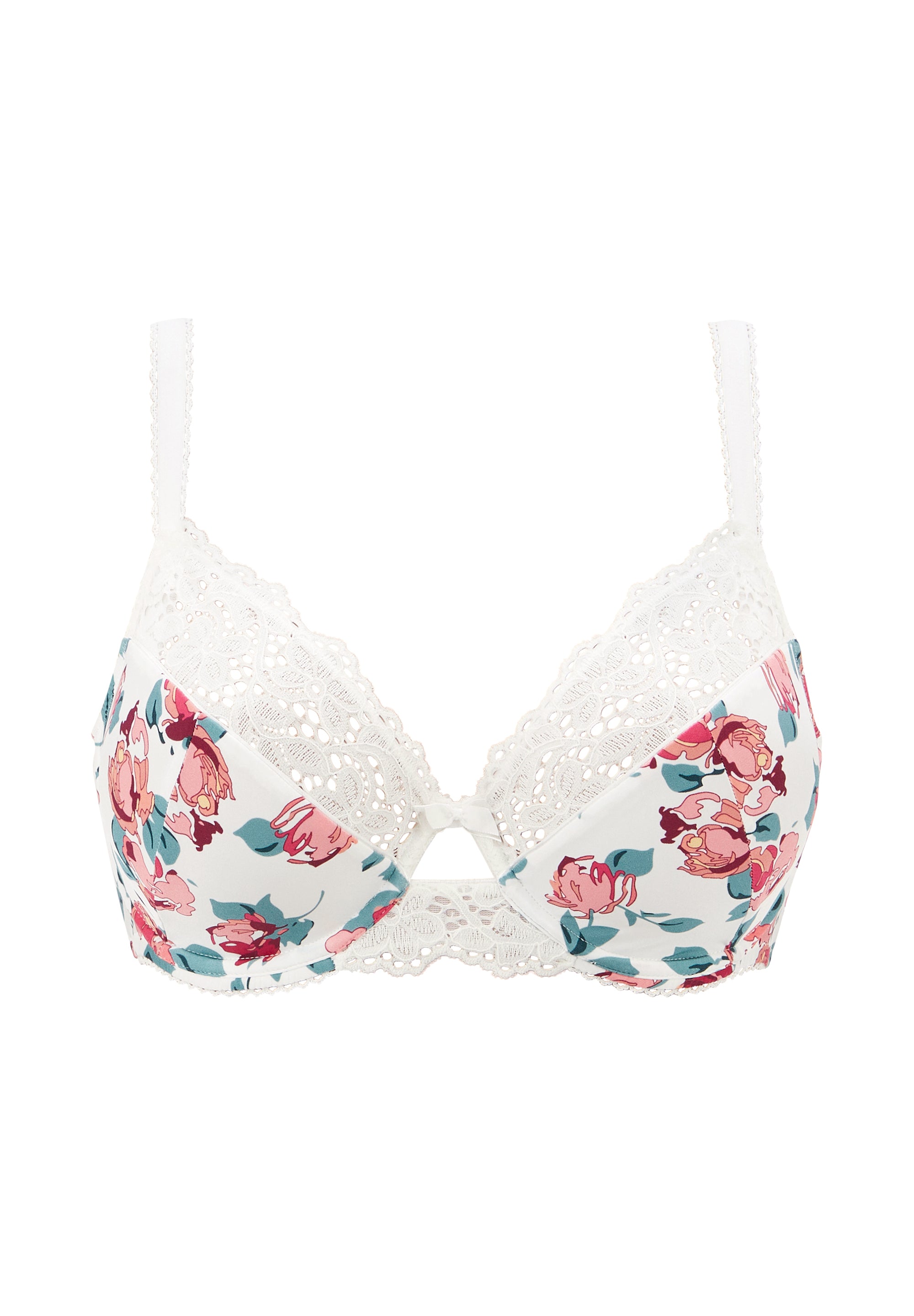 Tiffany Full Cup Bra Floral Print Pink &amp; Ivory