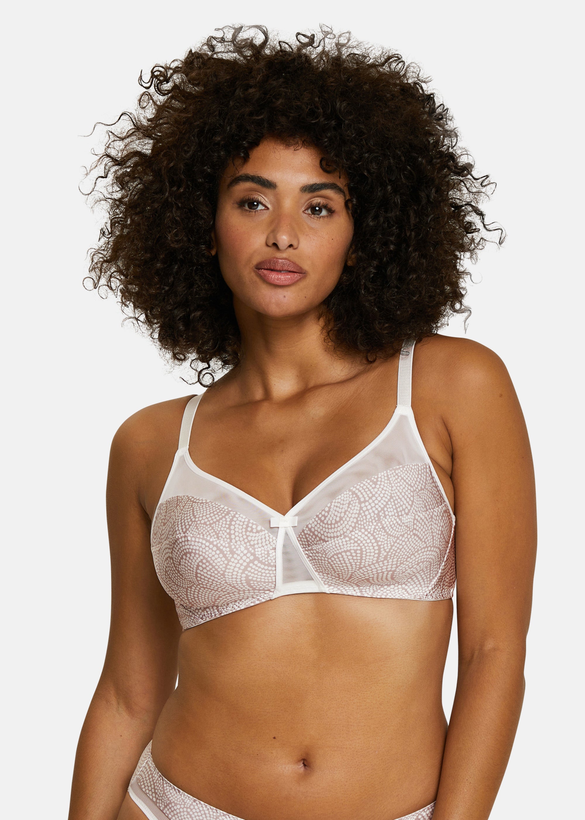 Complice Non-Wired Bra with Taupe Graphic Print - Plus Size Lingerie