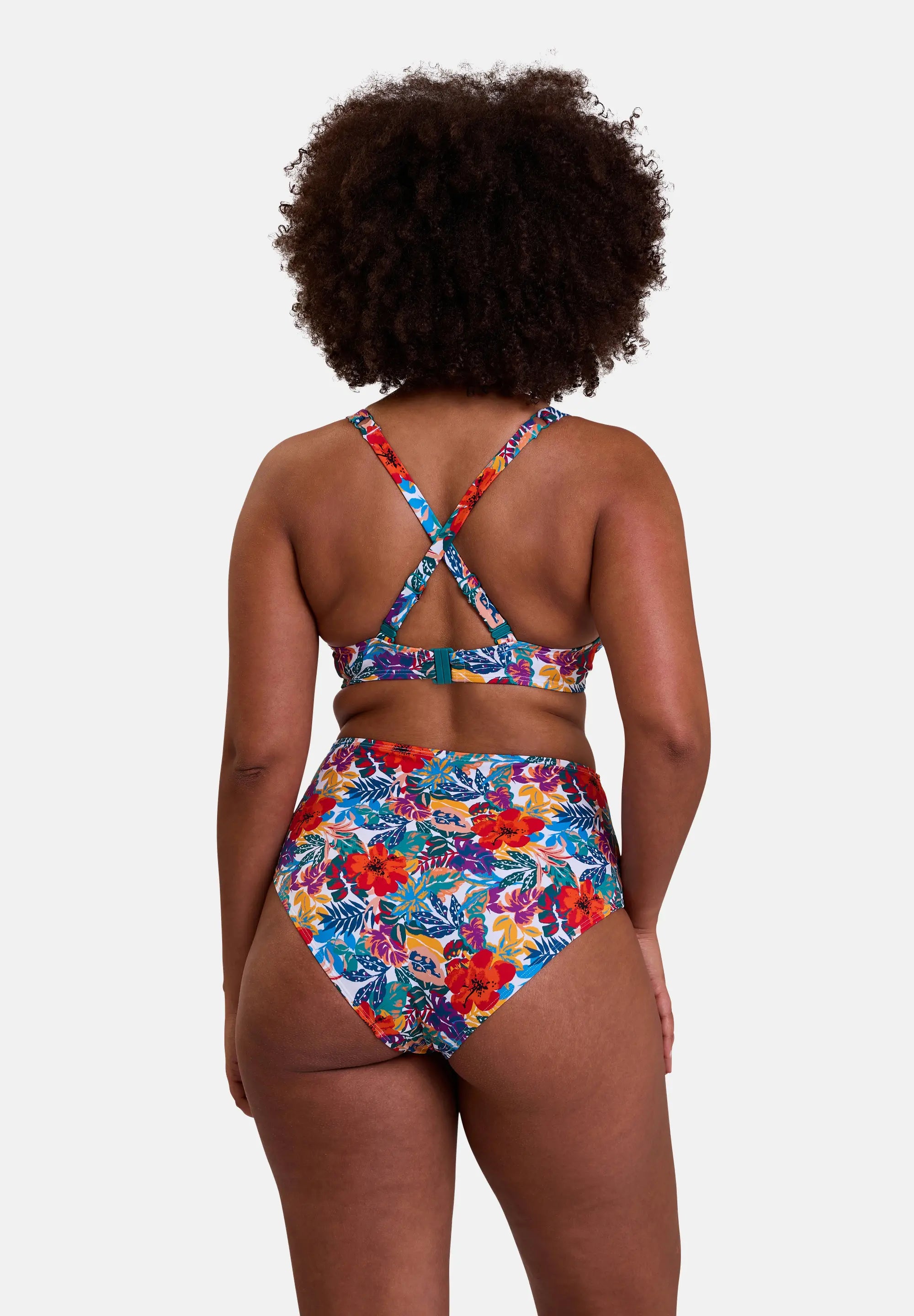 Haut de maillot de bain plongeant Curaçao Imprimé Tropical Multicolore