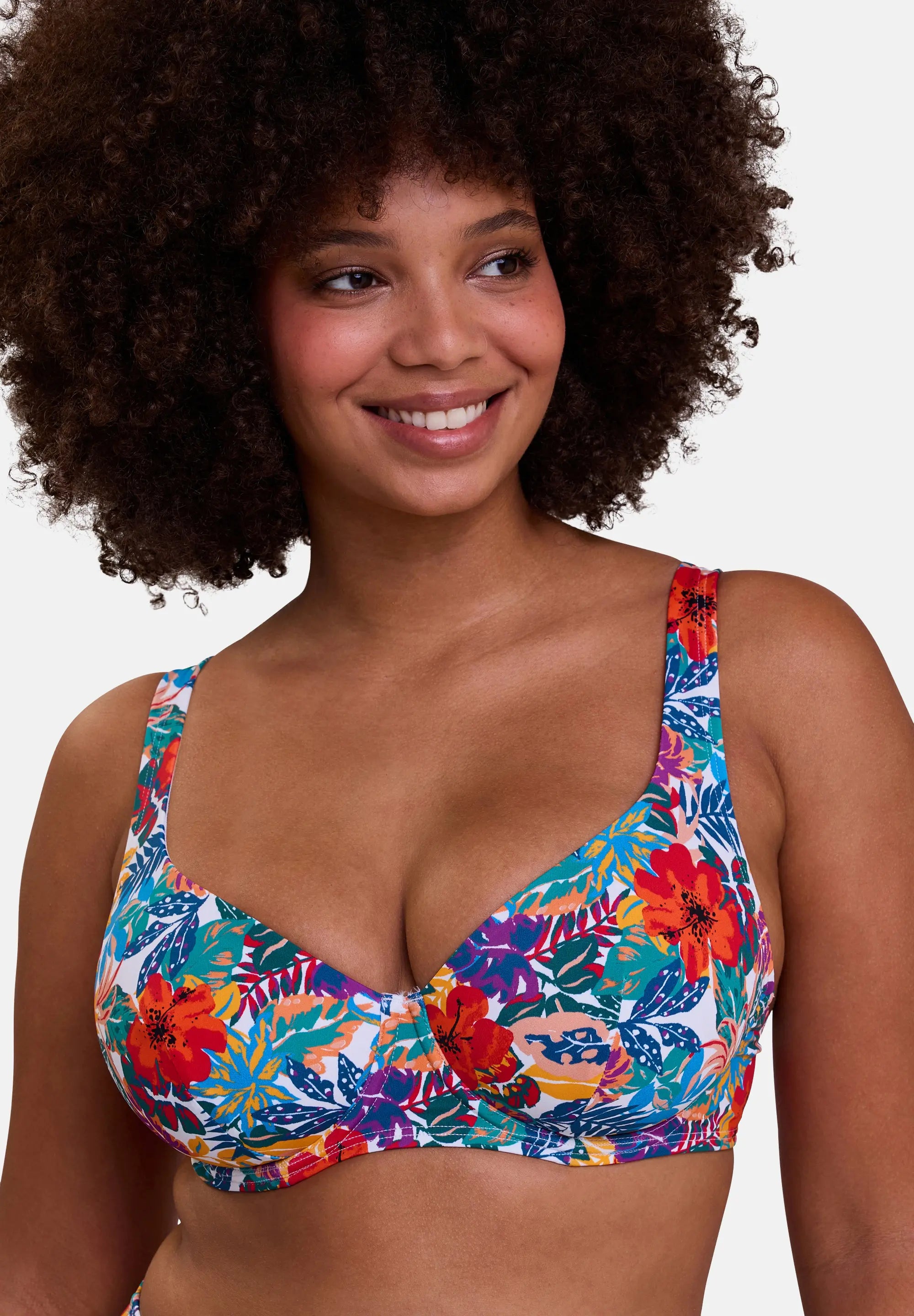 Haut de maillot de bain plongeant Curaçao Imprimé Tropical Multicolore
