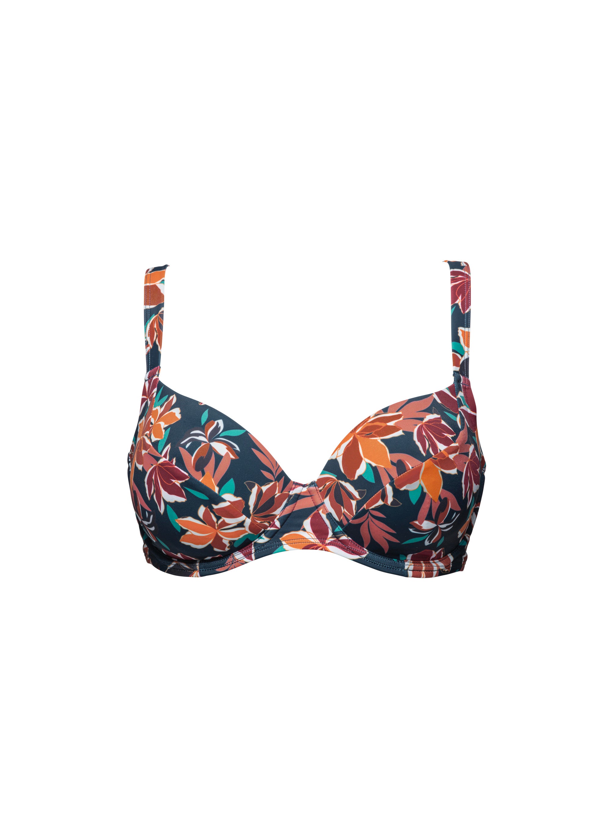 Blue Floral Print Staycation Underwired Swimsuit Top