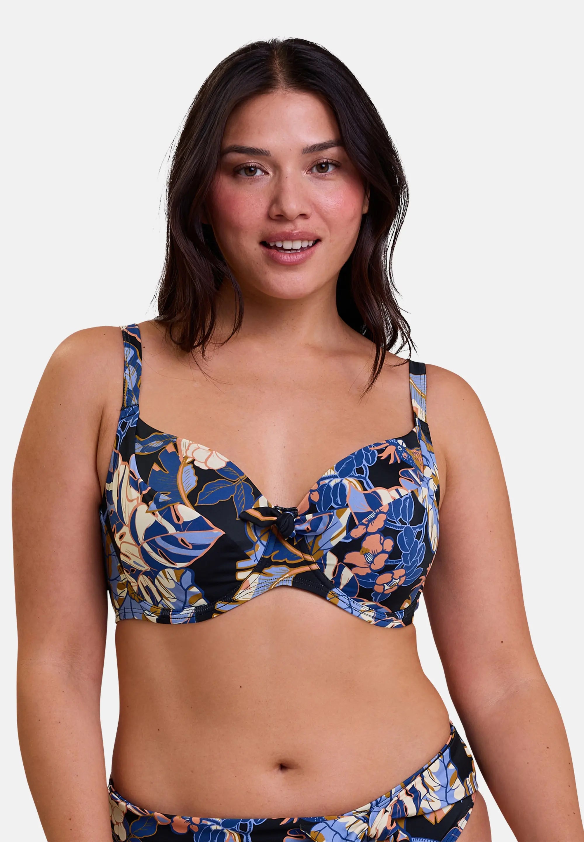 Haut de maillot de bain avec armatures Fidji Imprimé Exotique Noir