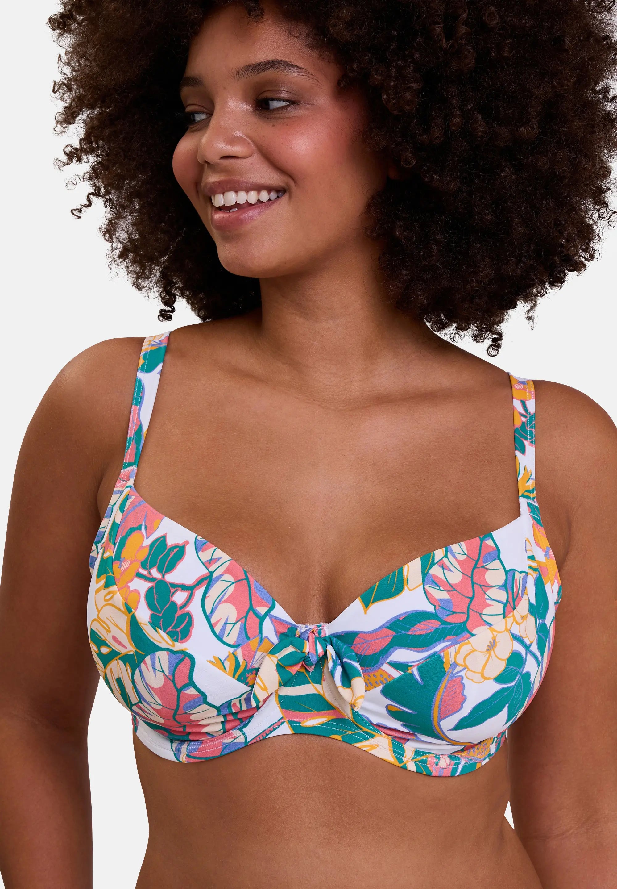 Underwired bikini top Fidji Exotic Print White