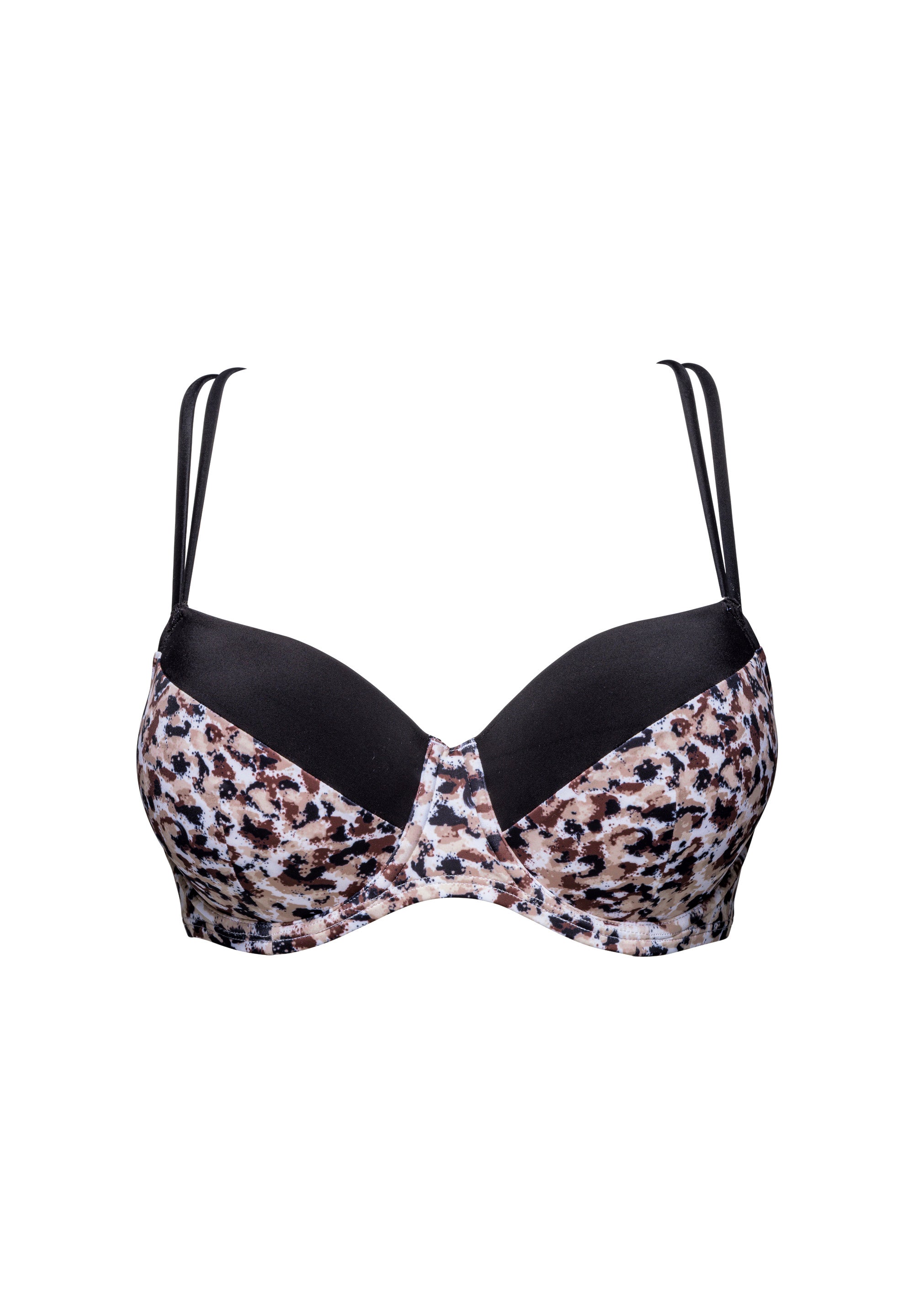 Sunset Stay Animal Print Underwired Swimsuit Top Black Sand