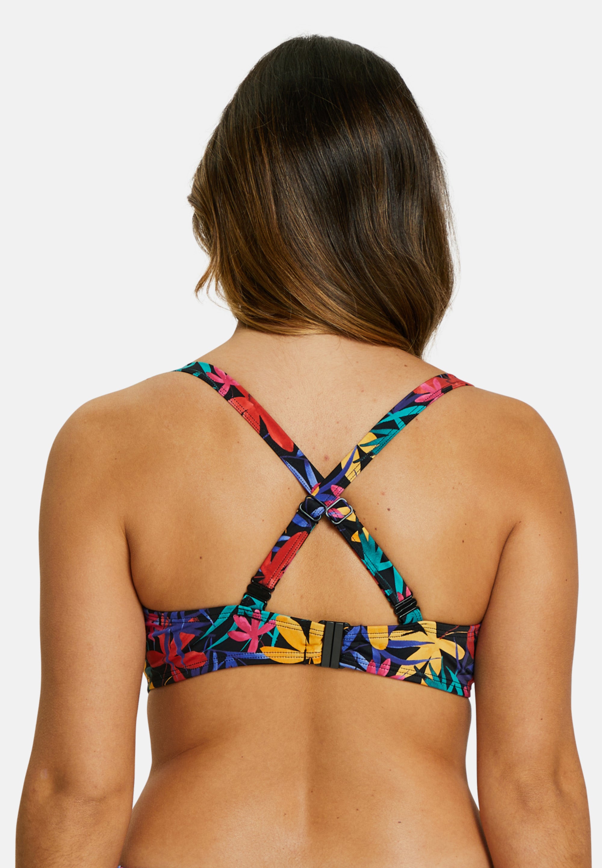Island Dream Floral underwired swimsuit top Black