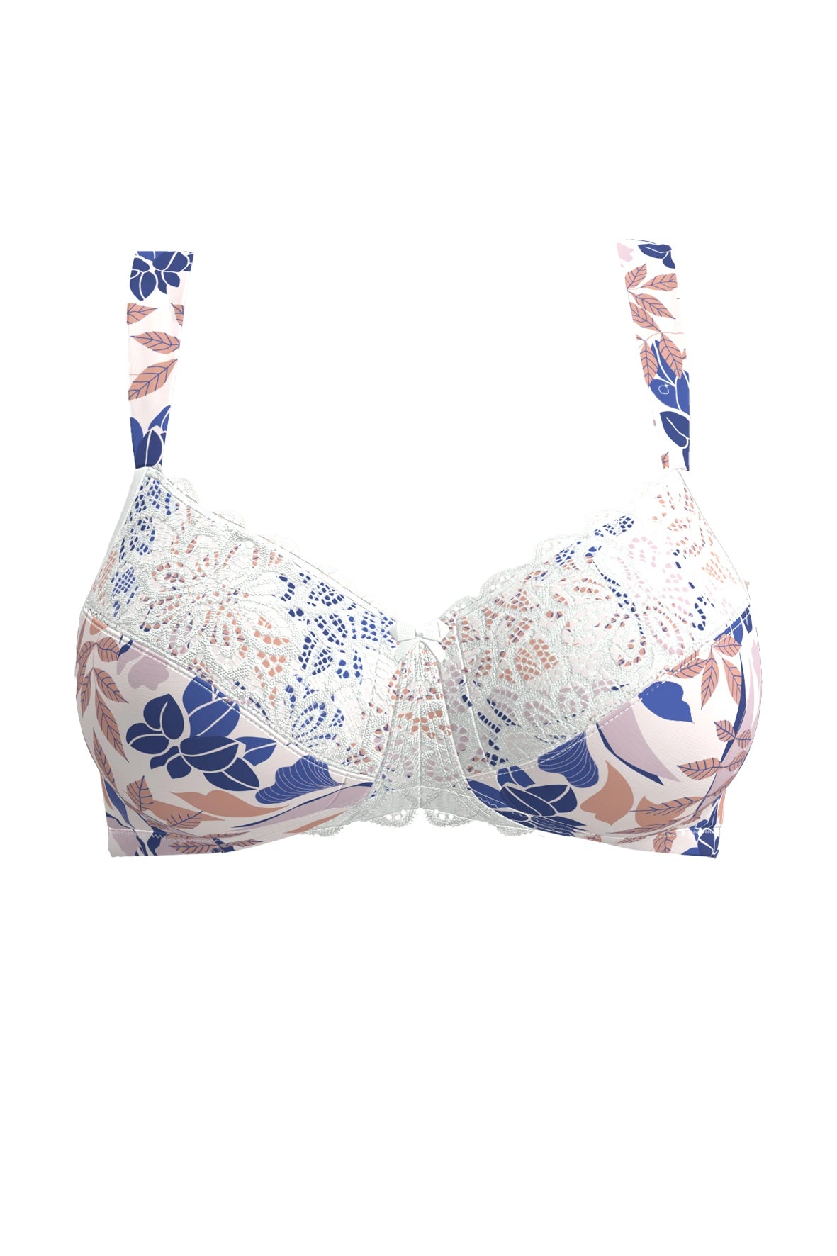 Soutien-gorge en coton Ava Fantaisie bleu, blanc et rose - gamme post-opératoire