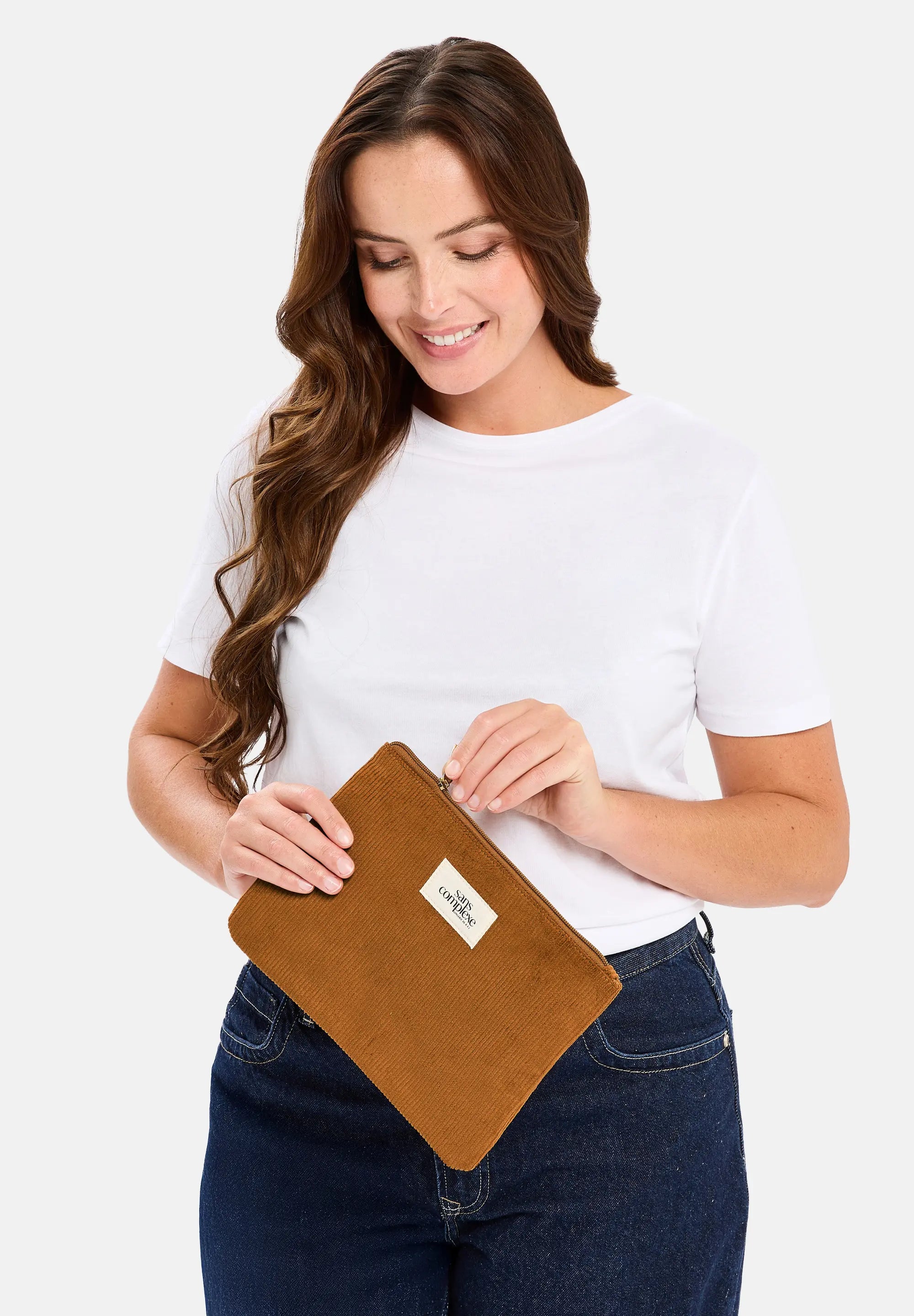 Trousse velours Brun
