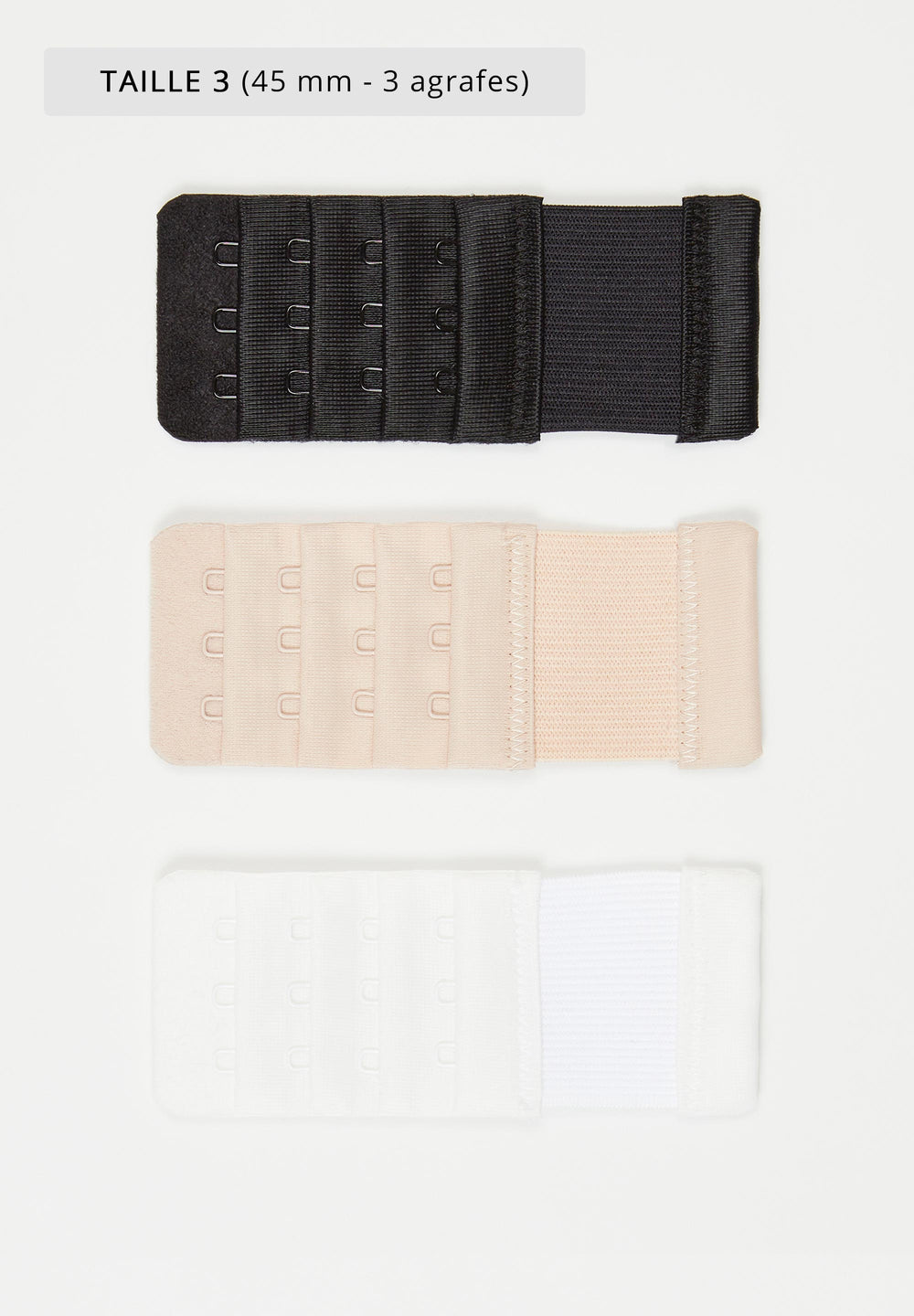 Extension de dos - Lot de 3 Noir & Nude & Blanc - Lingerie Grande Taille