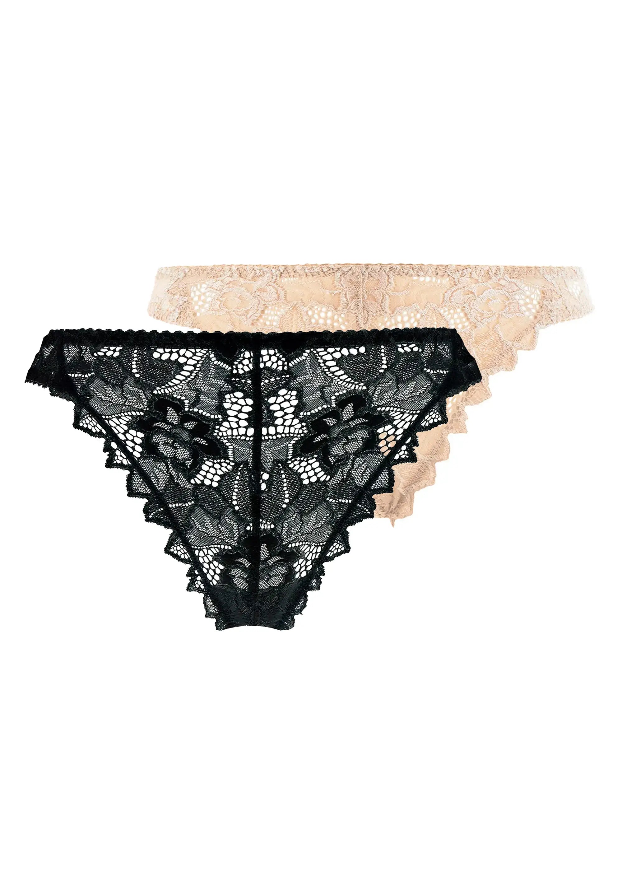 Set van 2 Arum strings in Zwart en Nude