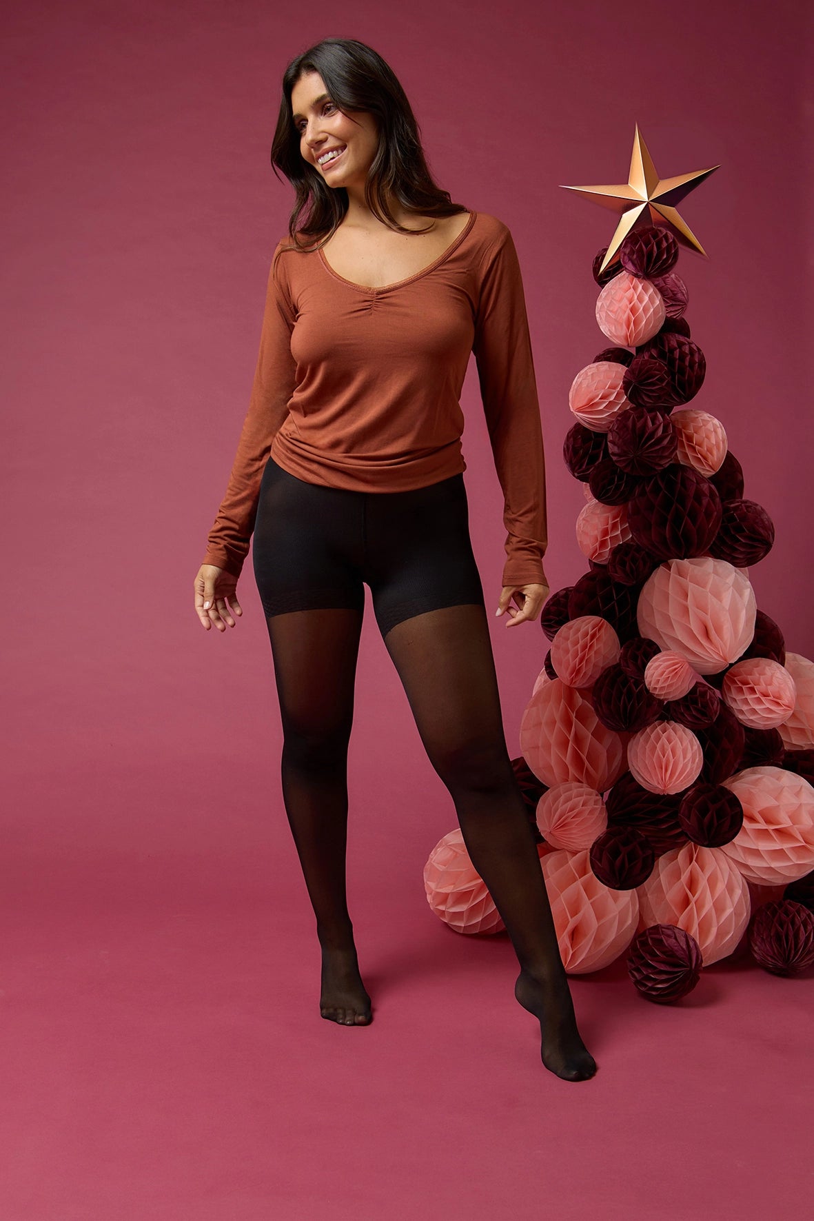 Black semi-opaque shaping tights