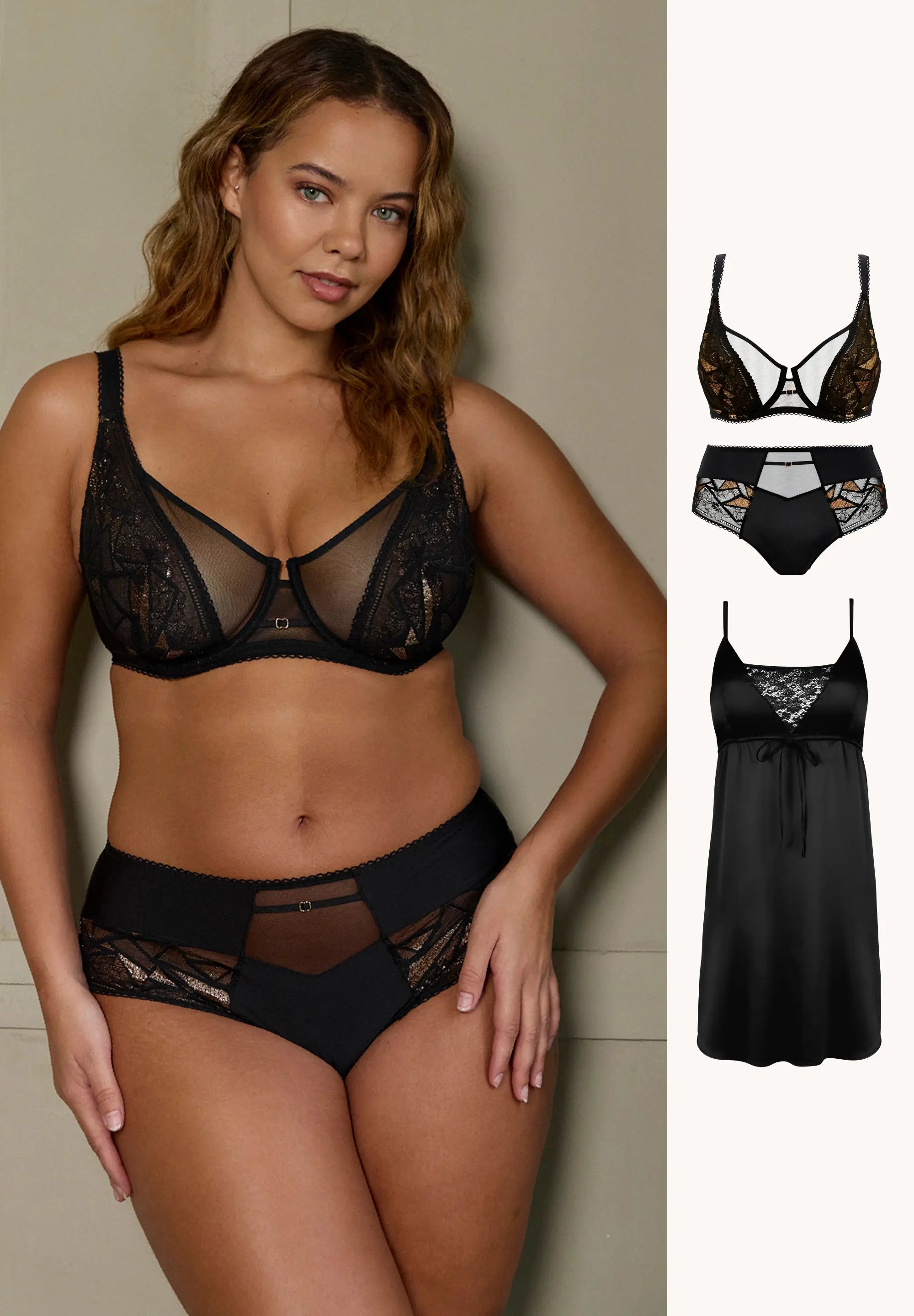 Ensemble Désiré Noir avec nuisette