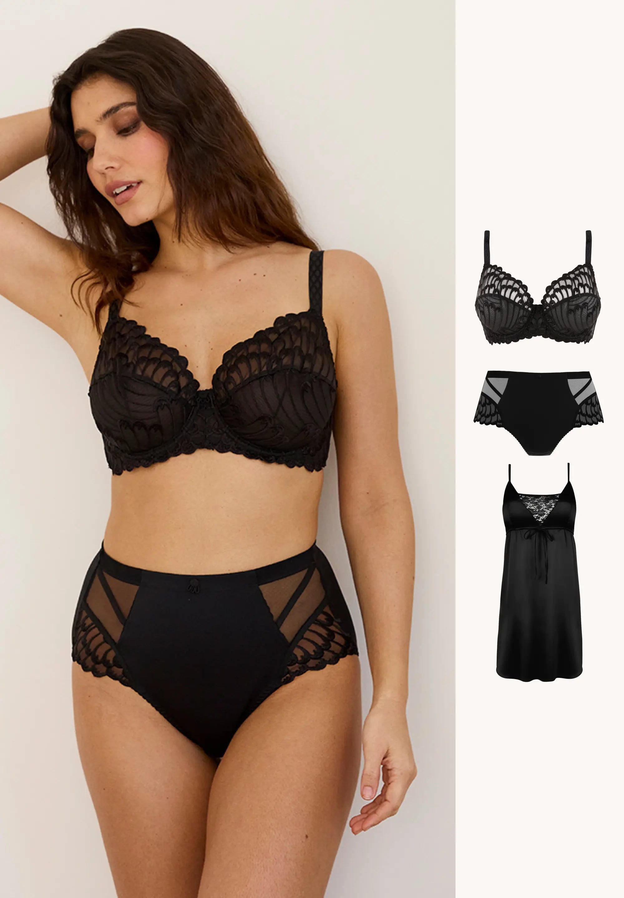Black Narcisse set with nightgown
