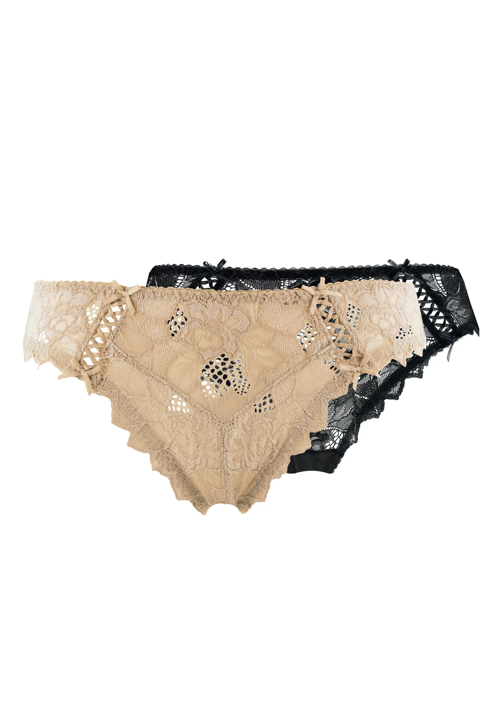 2er Set Slips Arum Schwarz und Nude