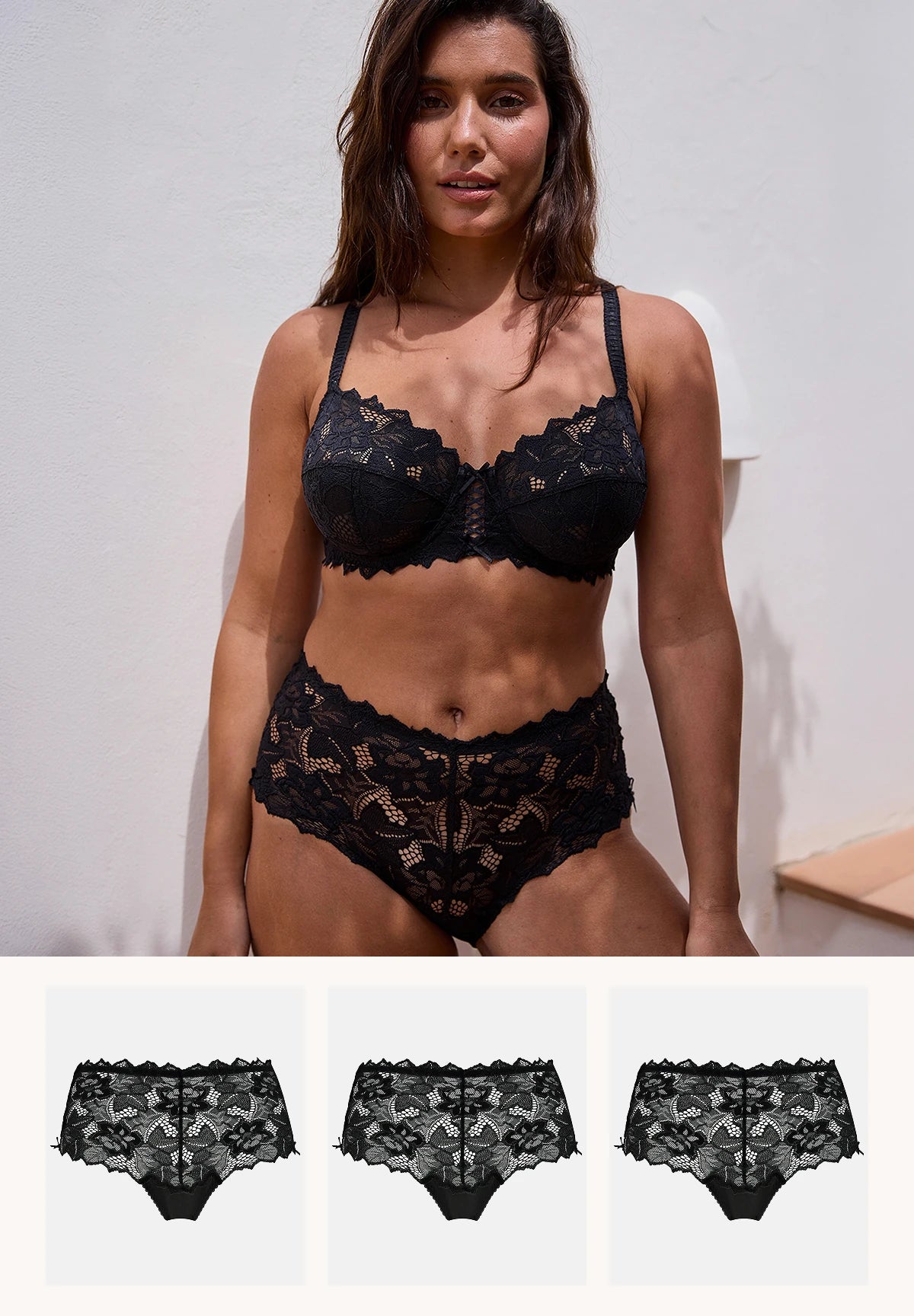 Set van 3 Arum hoge taille slips Zwart
