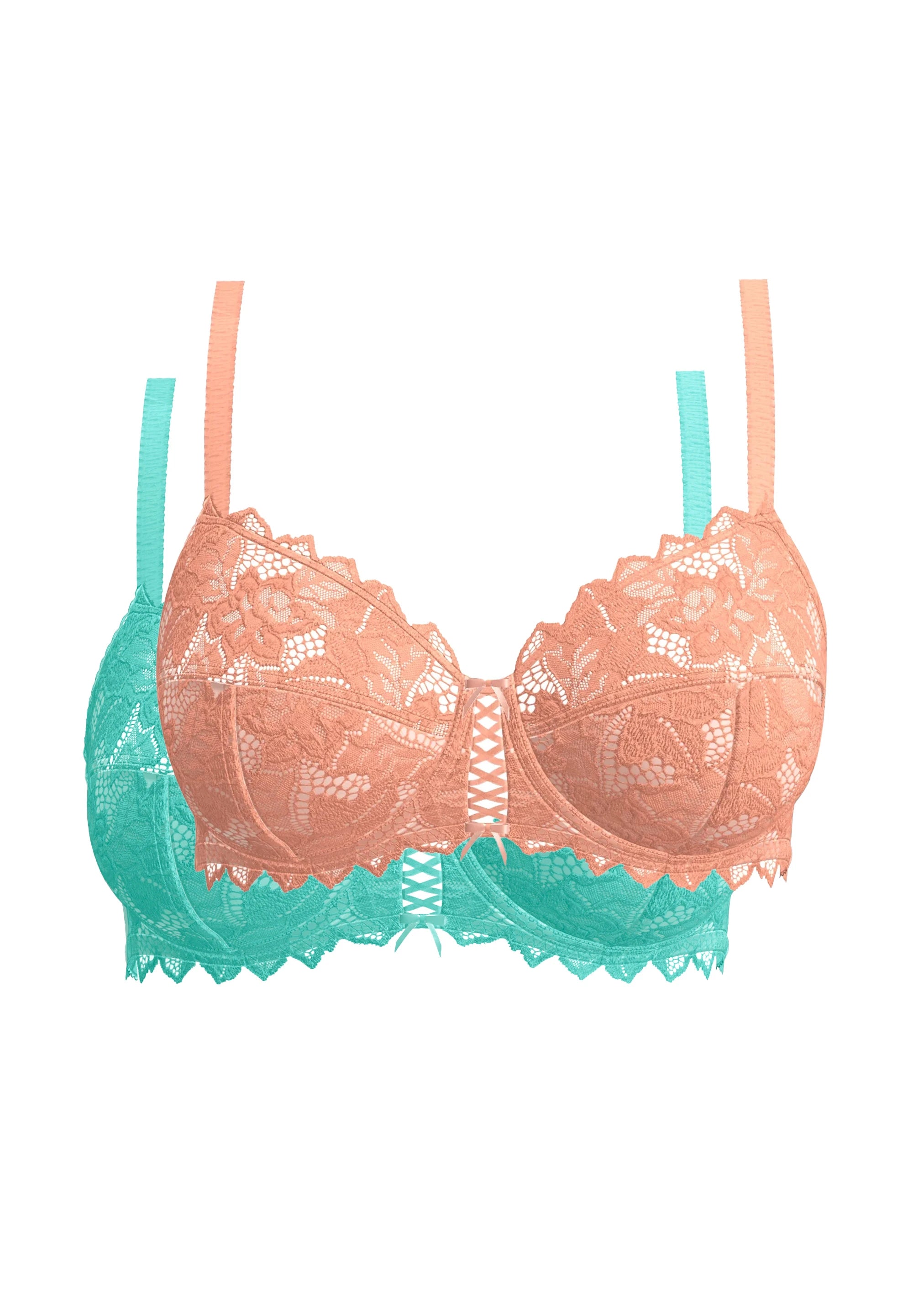 Lot de 2 soutiens-gorge Duo Arum Rose Pêcher et Vert Aquifère