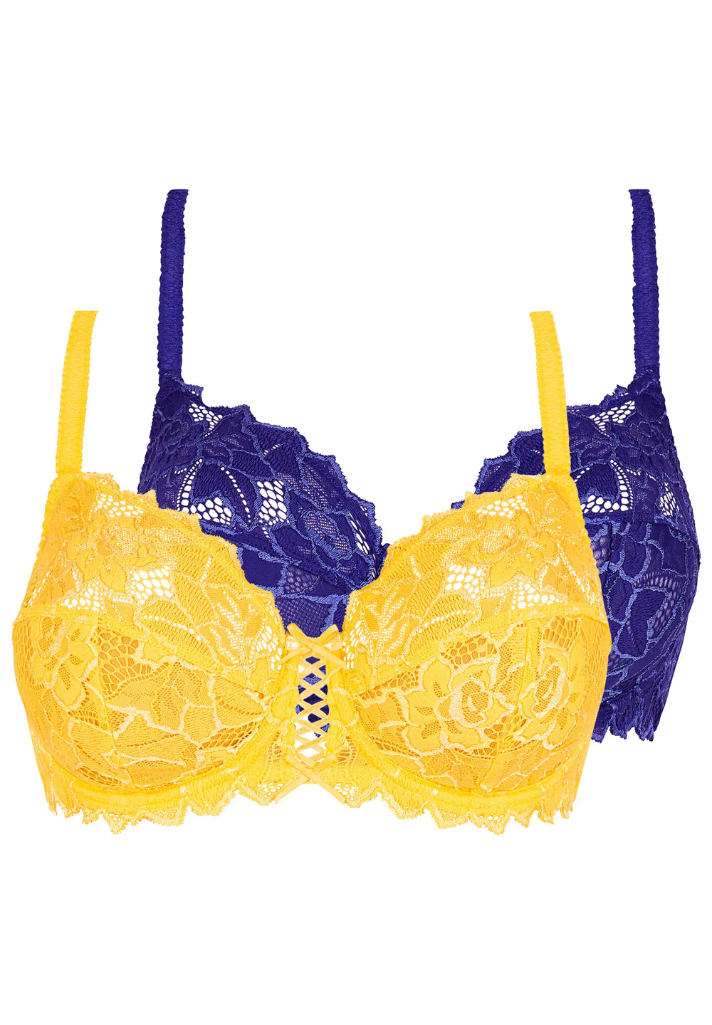 Set aus 2 BHs Arum Gelb & Blau | Lingerie Groe Gren Set aus 2 BHs Arum Gelb & Blau | Lingerie Groe Gren