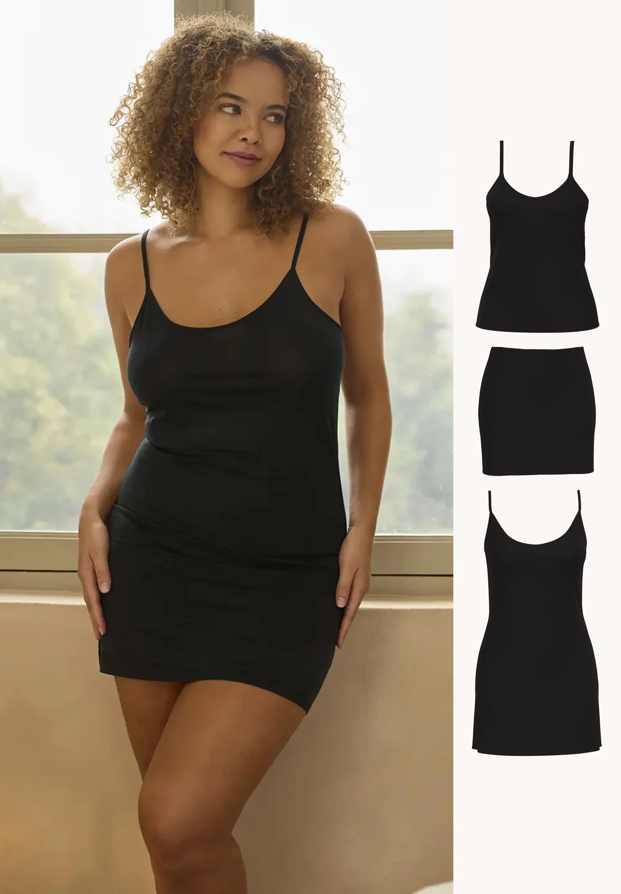 Ensemble Secret Noir avec jupon et fond de robe
