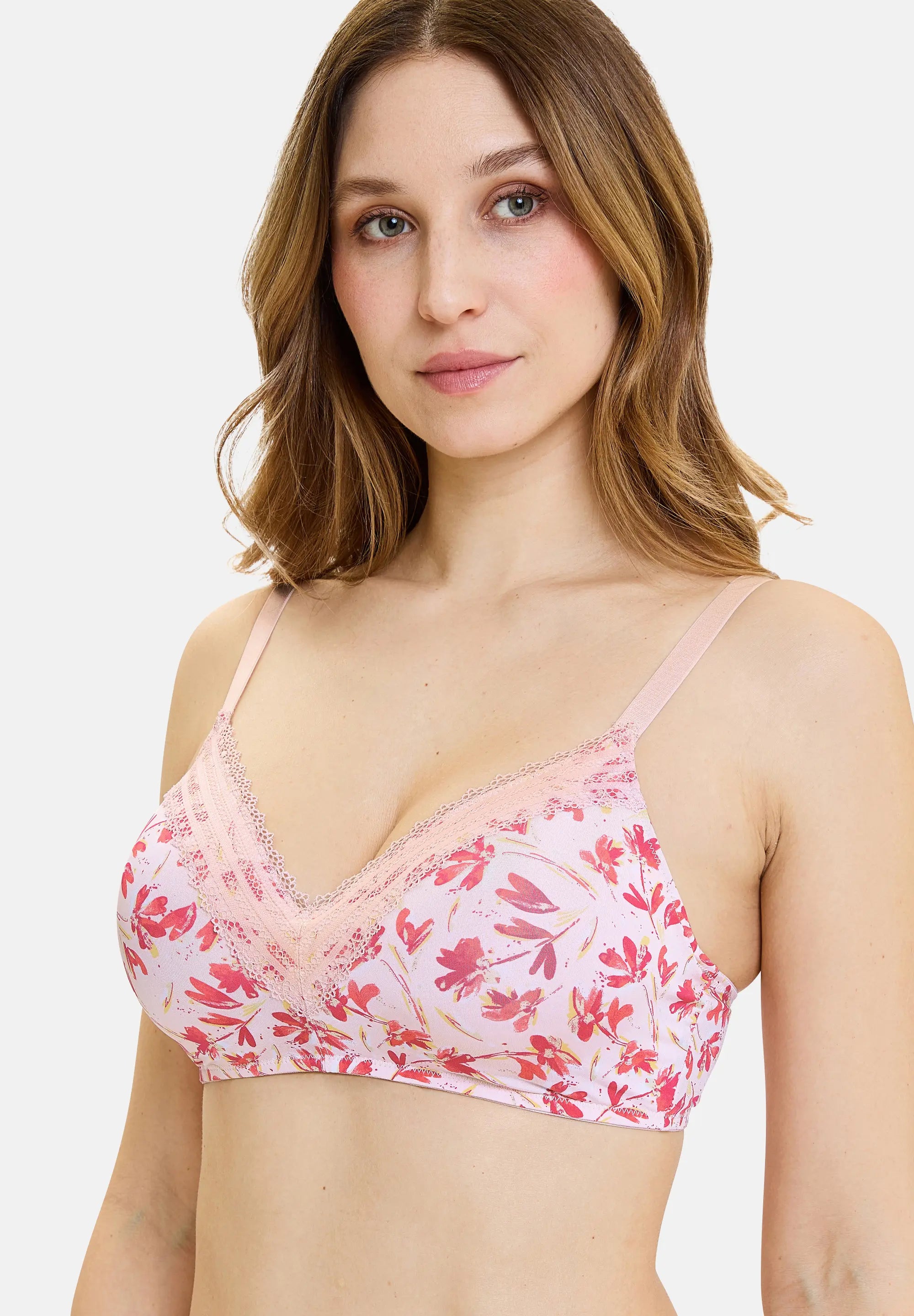 Brassière sans armatures Agathe Fantaisie Fleurs Corail