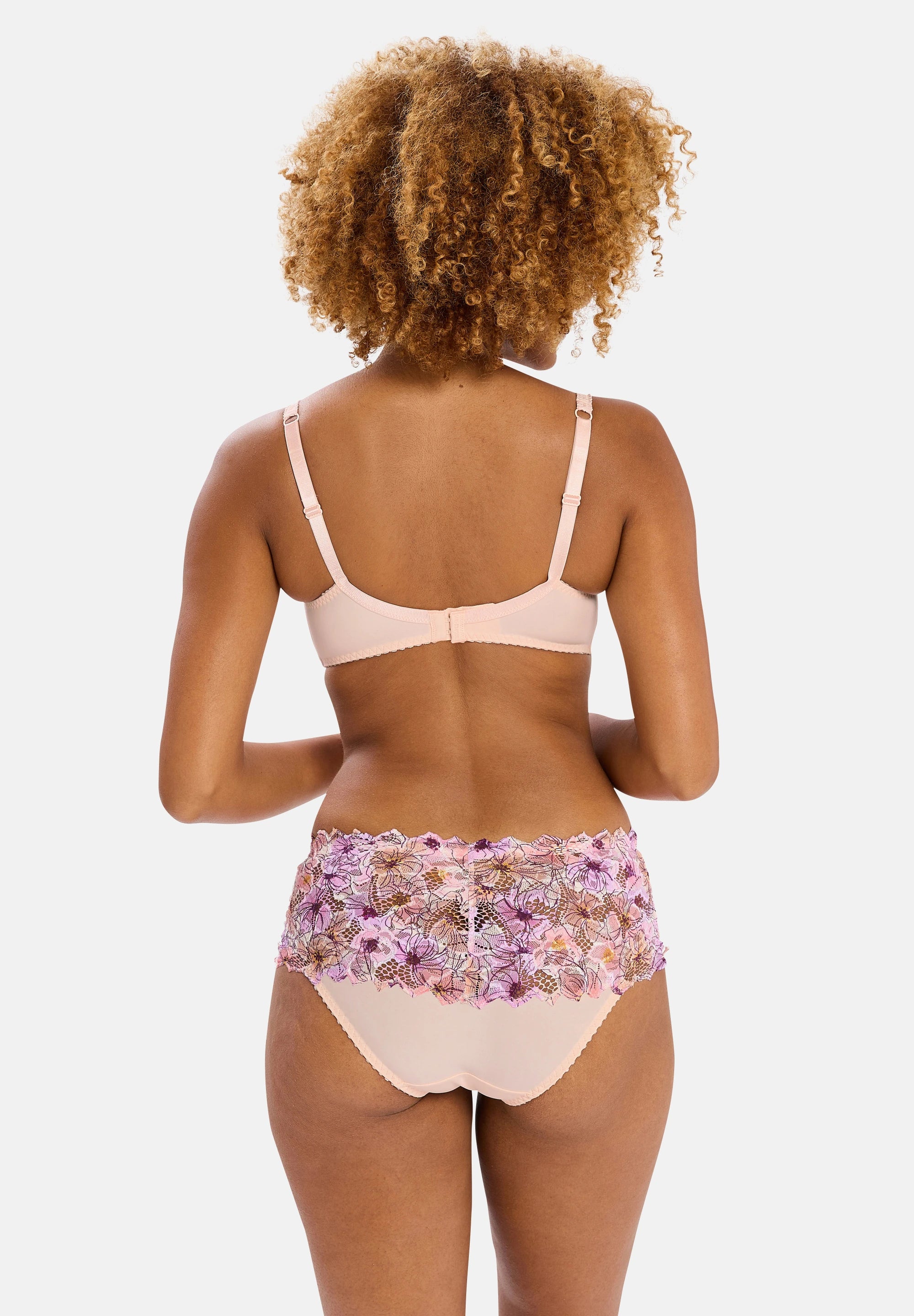 Ensemble de lingerie Arum Mosaic en coloris floral rose avec la culotte - vue de dos