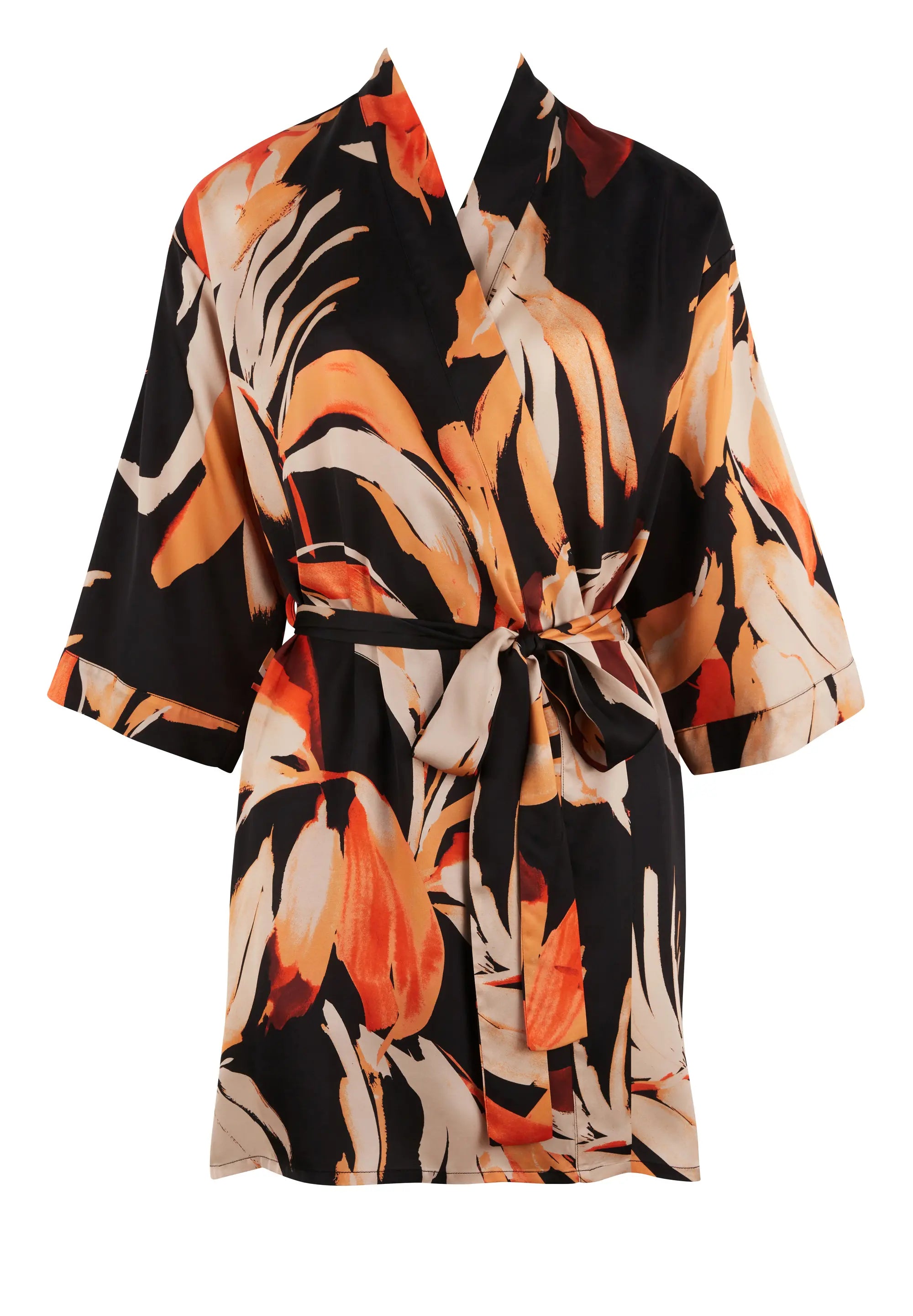 Kimono Pure Chic Zwarte Bladeren