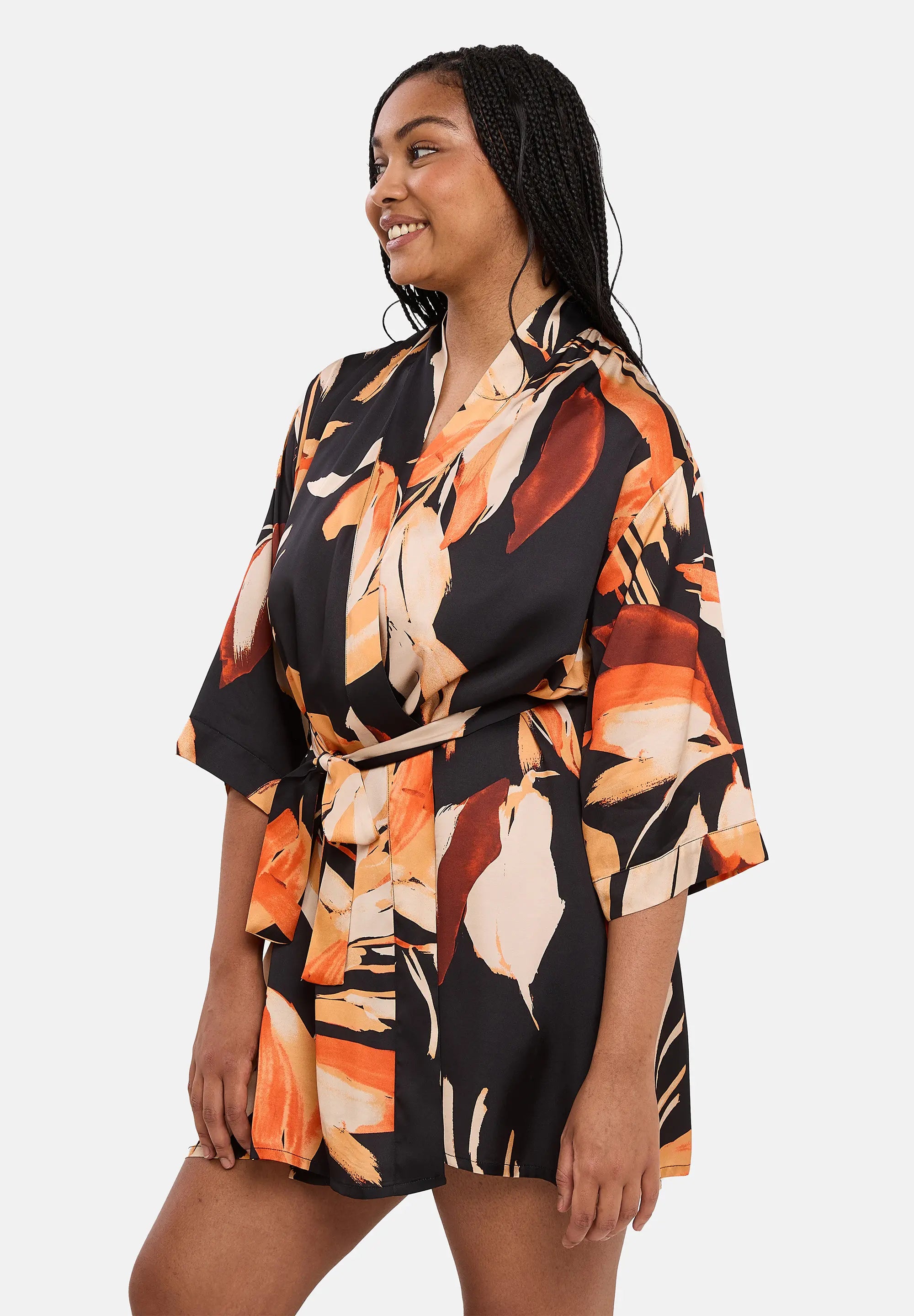 Kimono Pure Chic Zwarte Bladeren