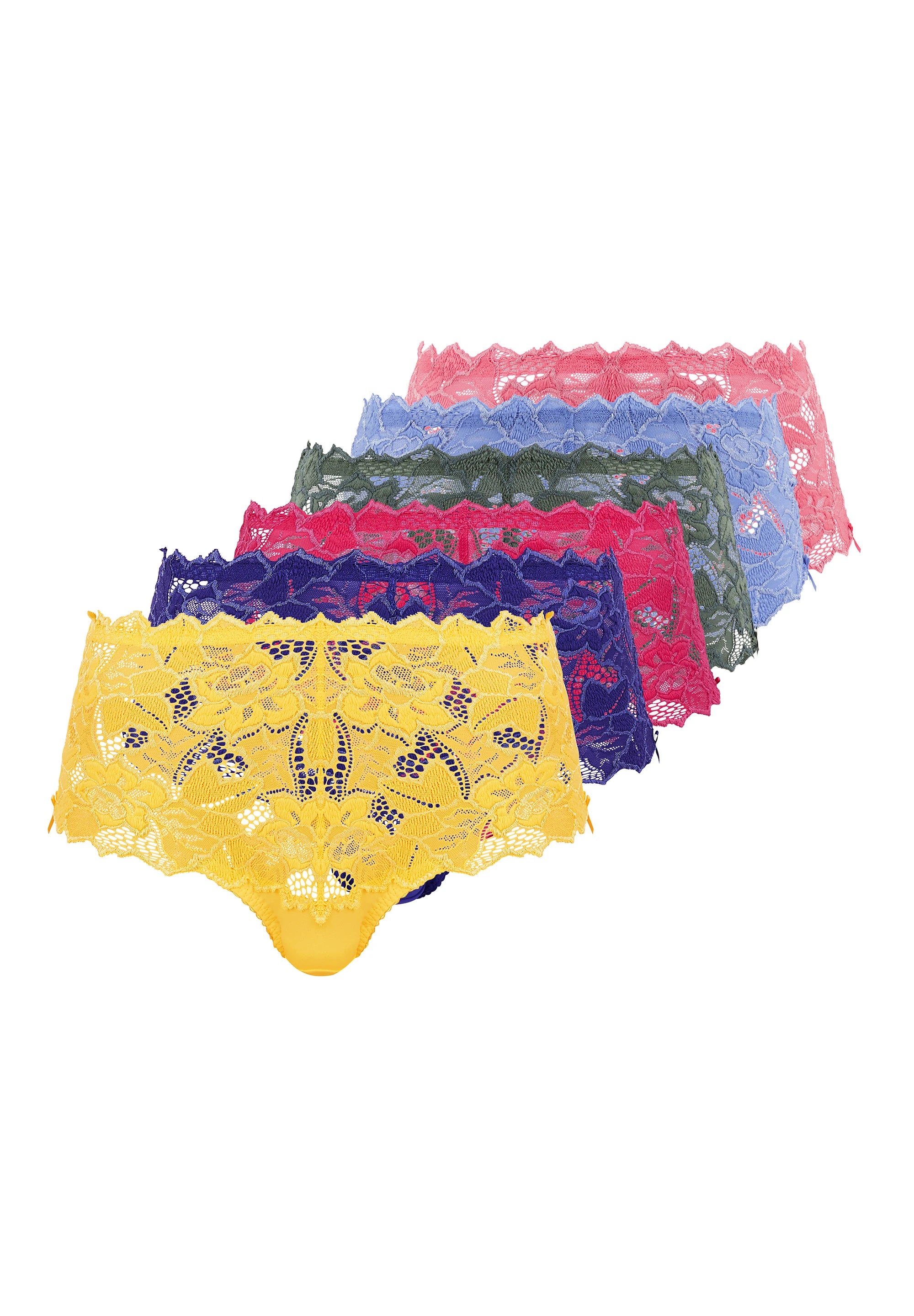 Pack of 6 medium briefs Arum Black, White, Nude, Pink, Yellow and Blue