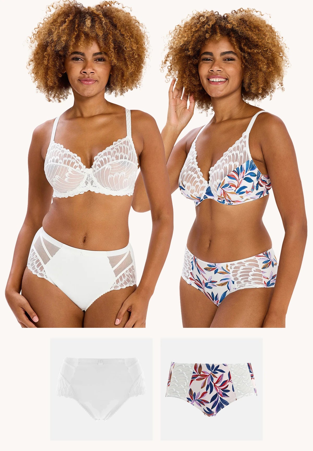 Set of 2 Narcisse briefs in Fuchsia and Ivory