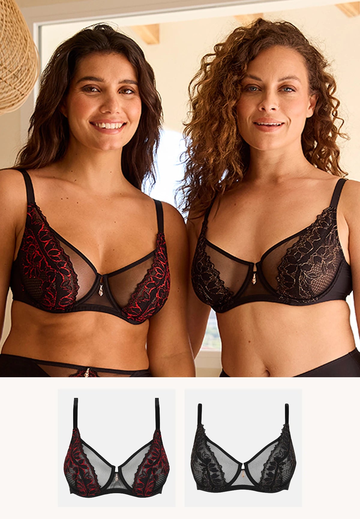 Lot de 2 soutiens-gorge Duo Mélodie Noir Rouge & Noir Cuivré