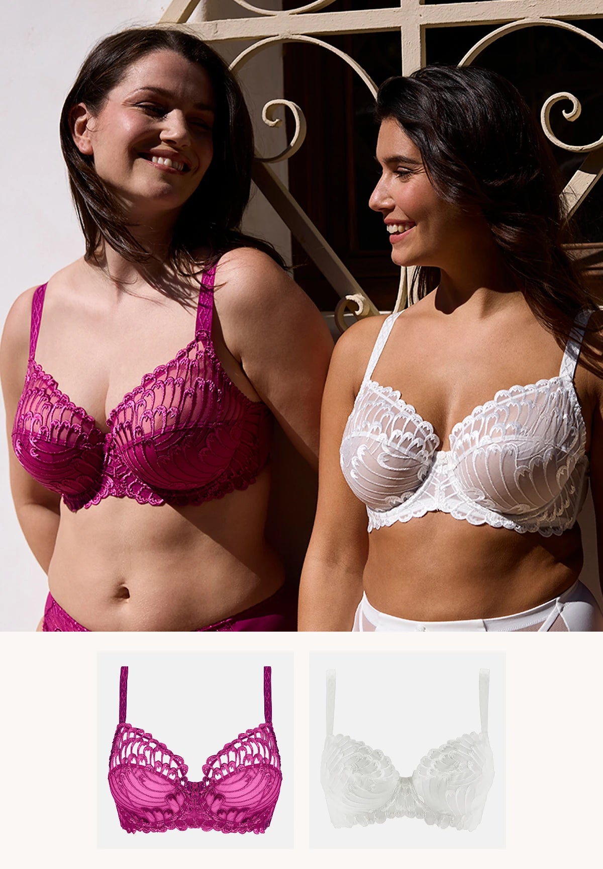 Set van 2 bh’s Narcisse Fuchsia & Ivoor