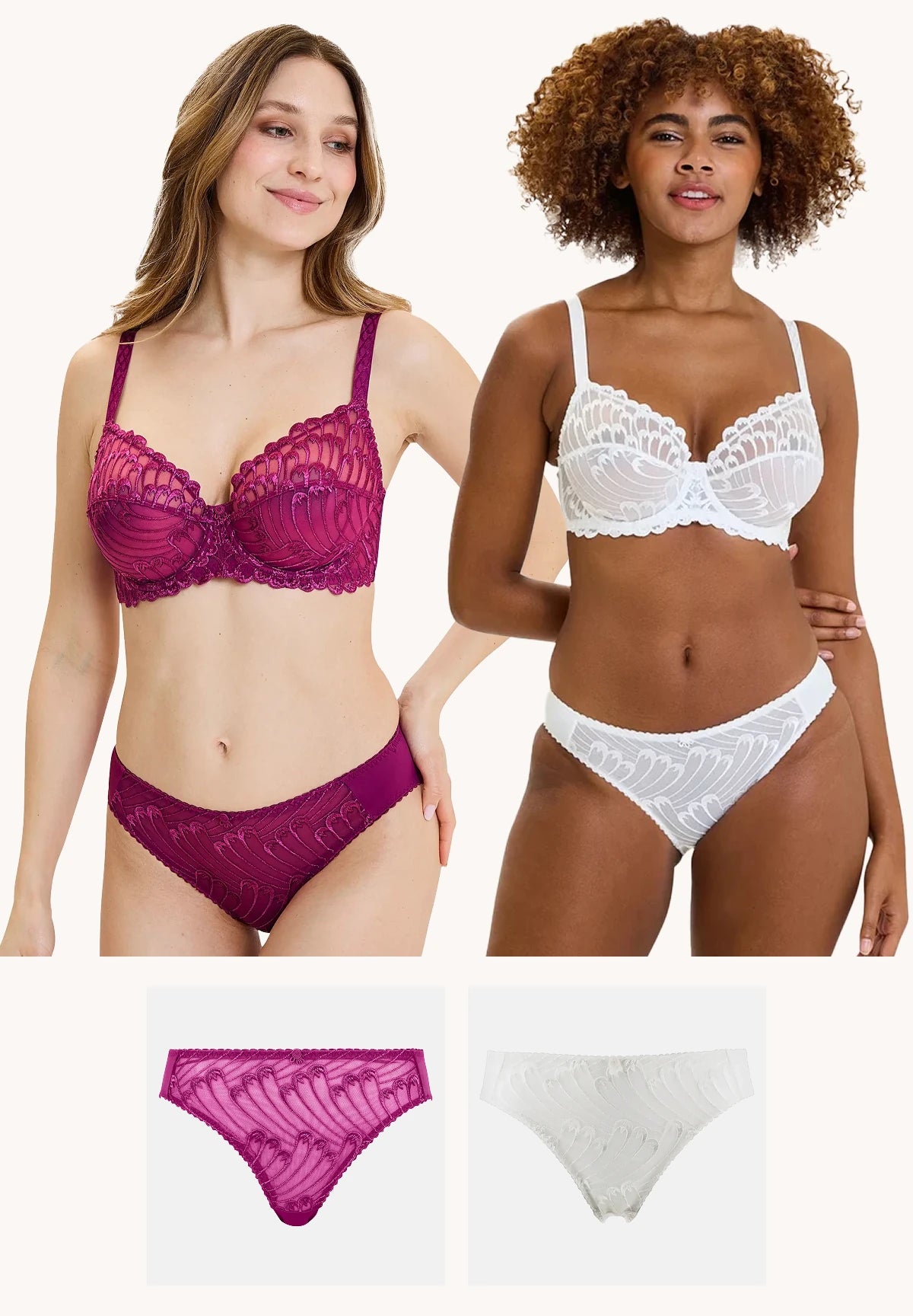 Lot de 2 slips Narcisse Fuchsia et Ivoire