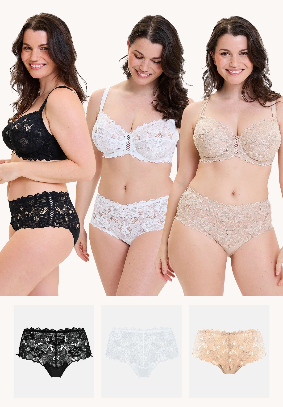Pack of 3 medium briefs Arum Black, White and Skin