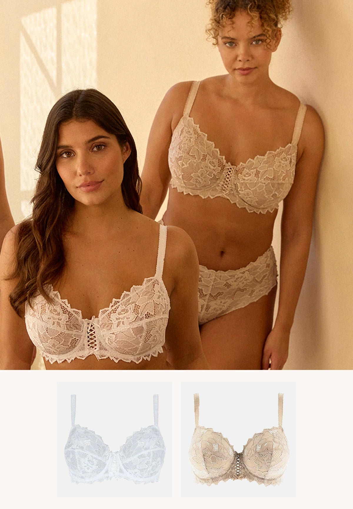Set van 2 Bhs Duo Arum Wit en Nude
