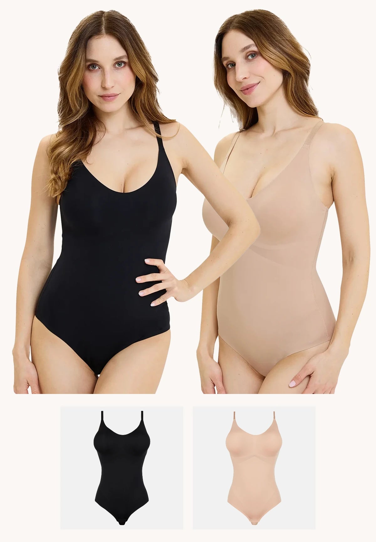 Lot de 2 bodys gainants Pure Invisibility Noir et Blush