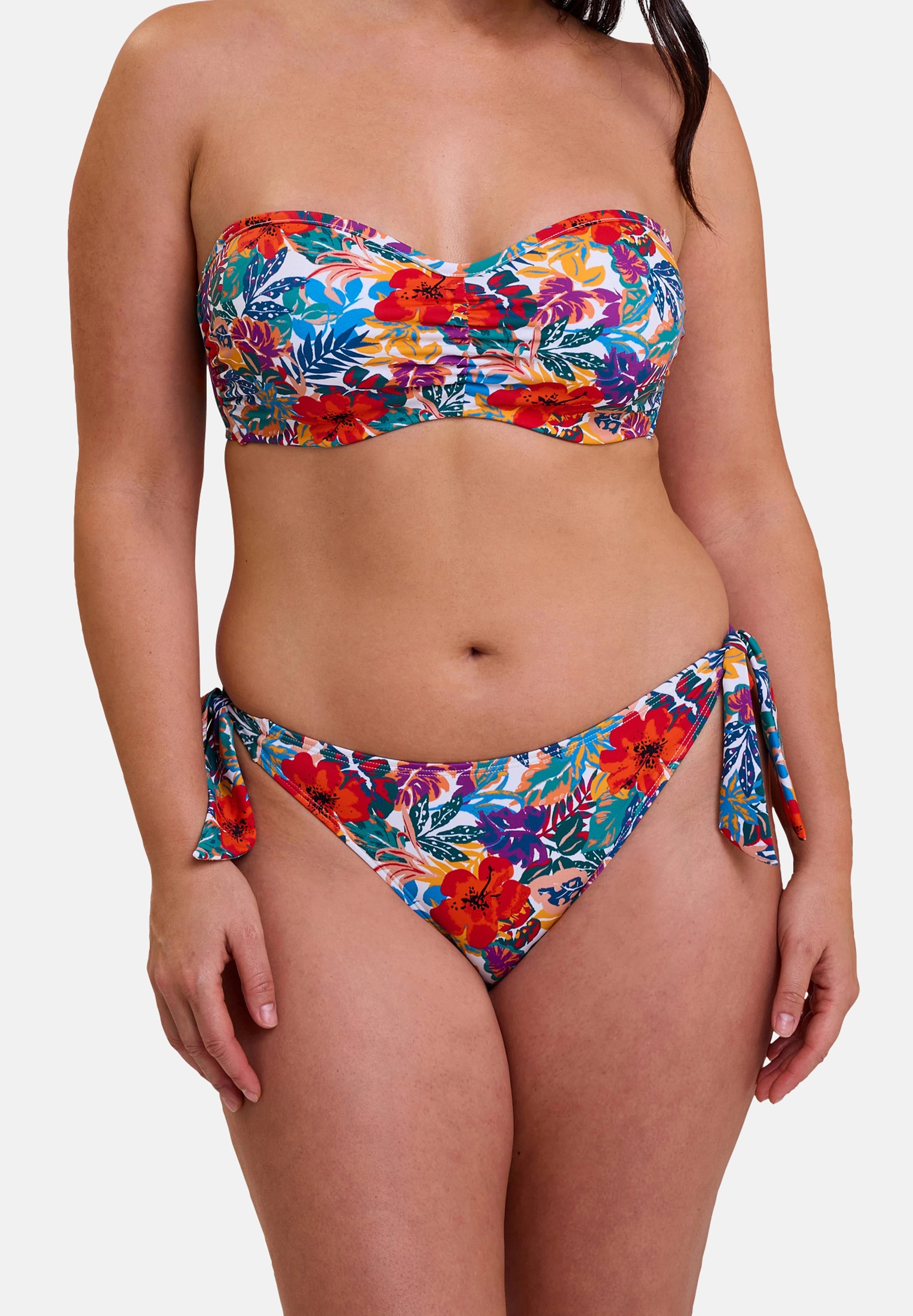Slip de bain échancré et bandeau pour femme - imprimé tropical