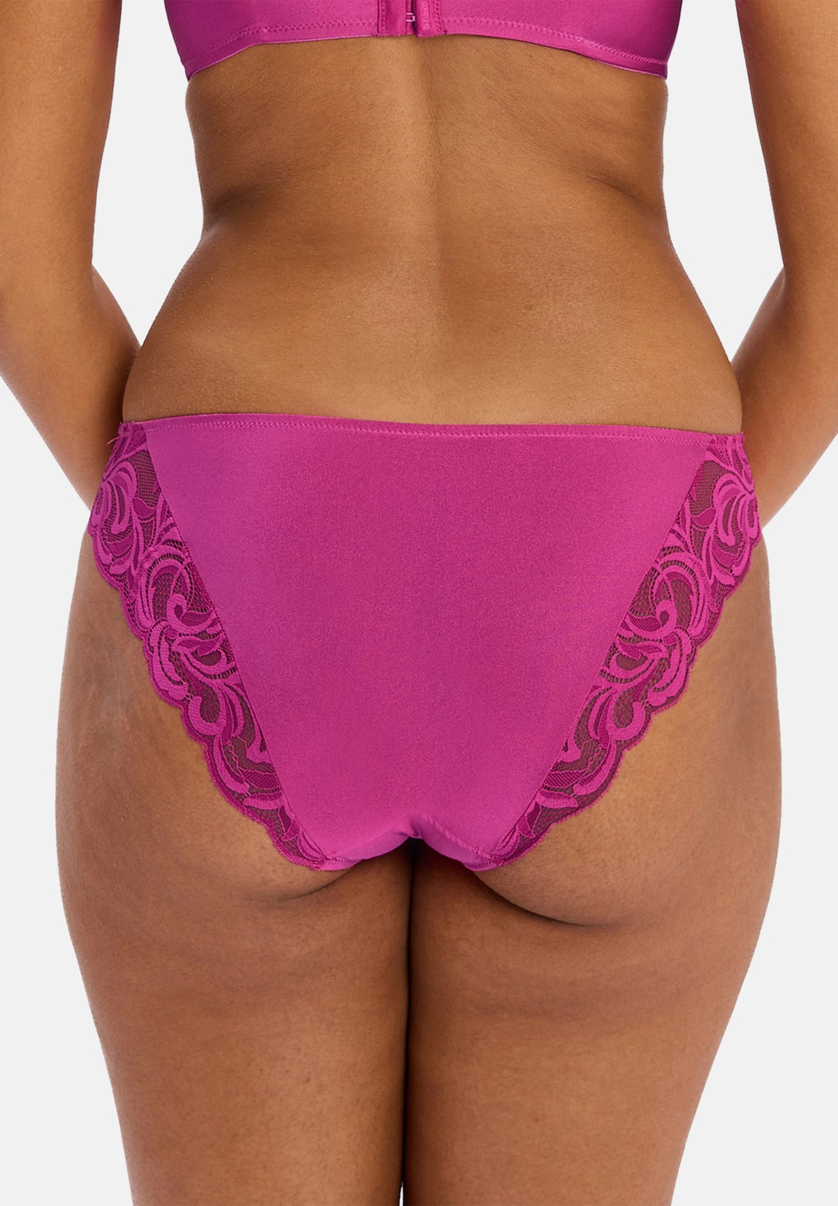 Slip Carla Rouge Fuchsia – vue 3/4 - vue de dos avec dentelle