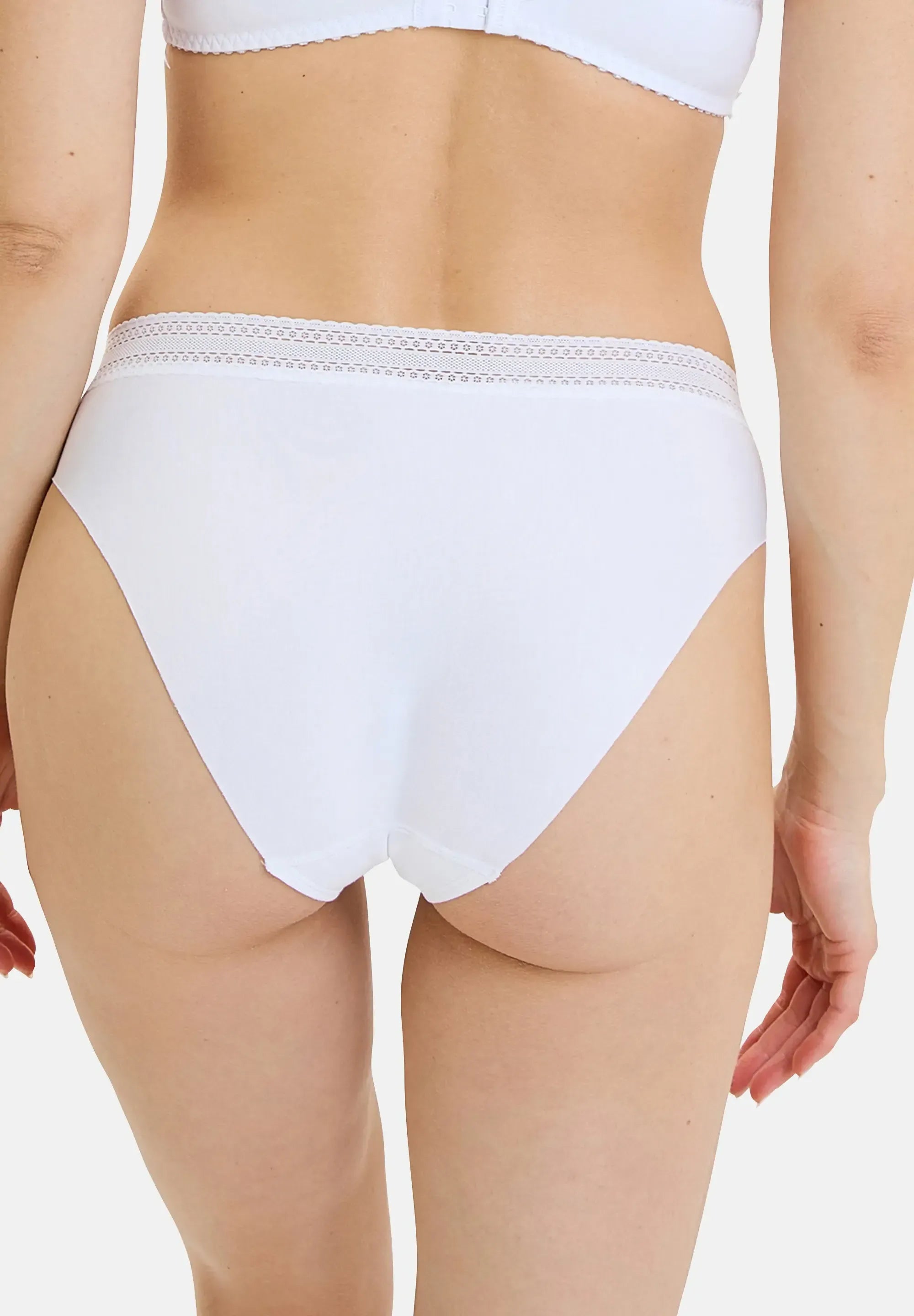 Lot de 2 slips midi Invisible Coton Rose Pivoine d'Argent & Blanc