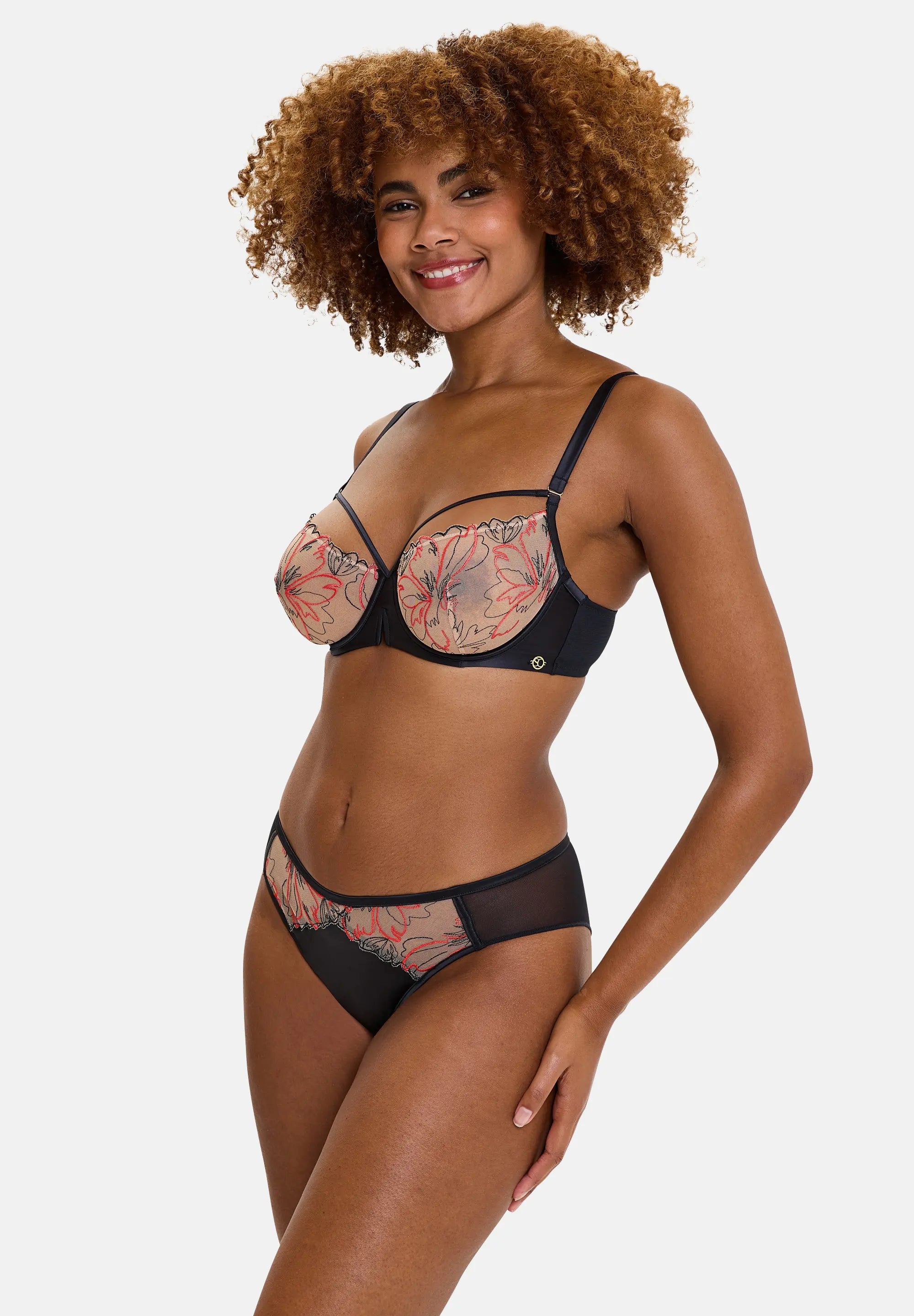 Demi cup bh Alberta Zwart & Poppy Rood