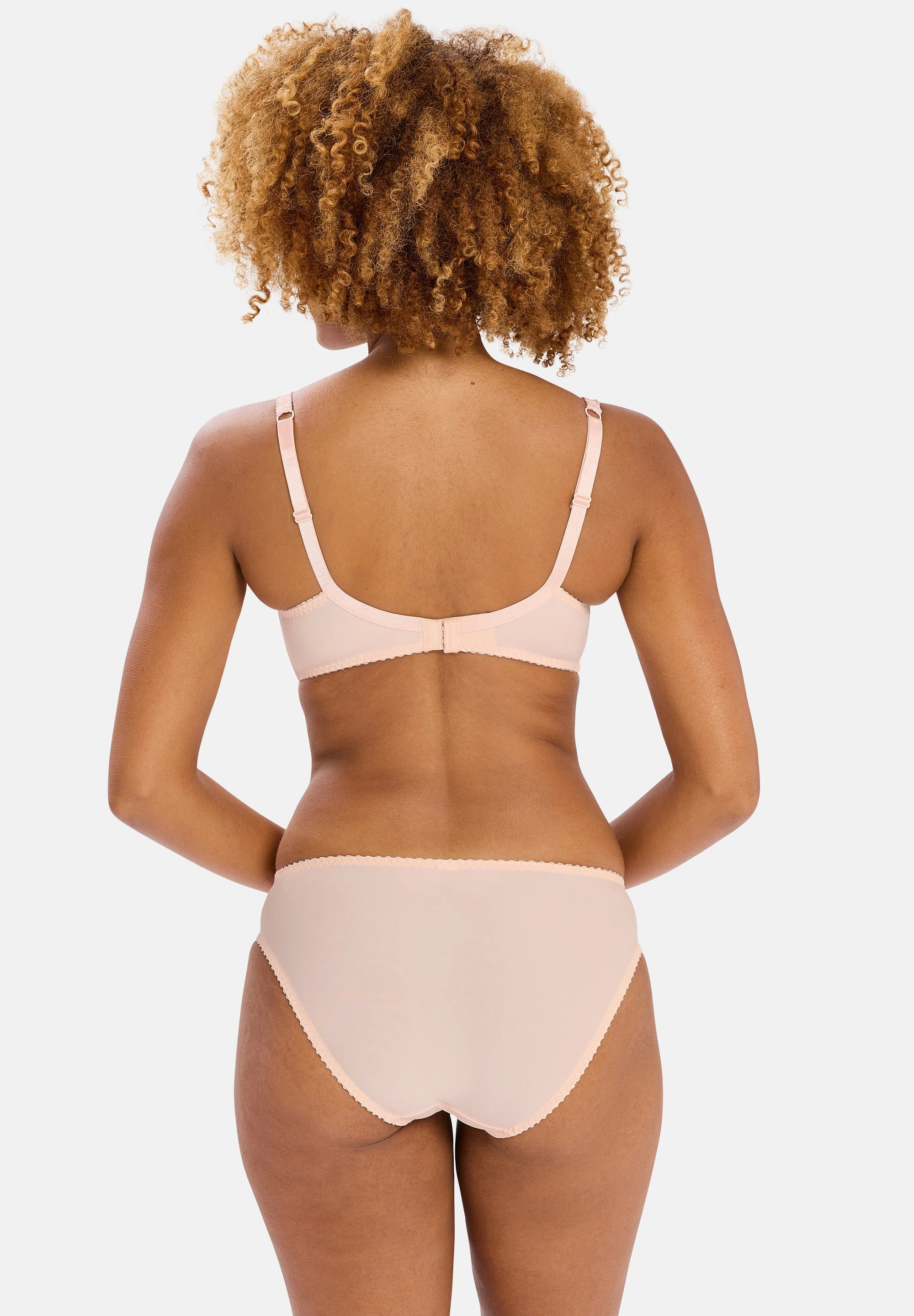 Ensemble Arum Mosaic en coloris floral rose - vue de dos - microfibre unie rose