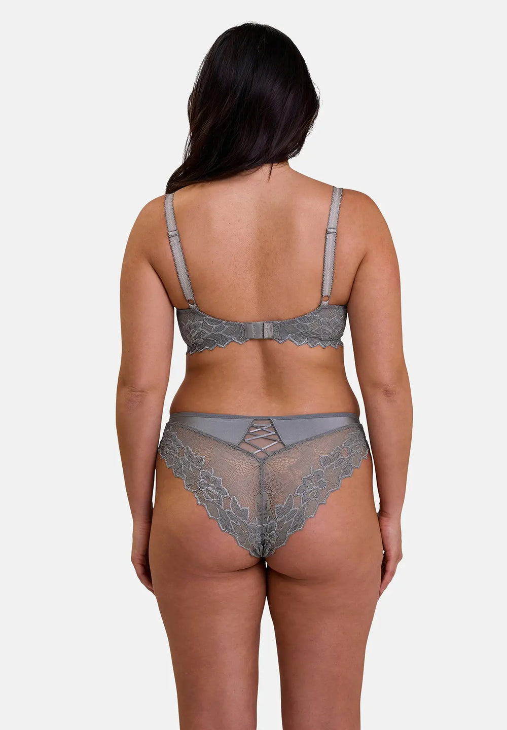 Ensemble Lingerie Femme Nuisette Gris Taupe 95D - Soutien-gorge Balconnet Armature + String