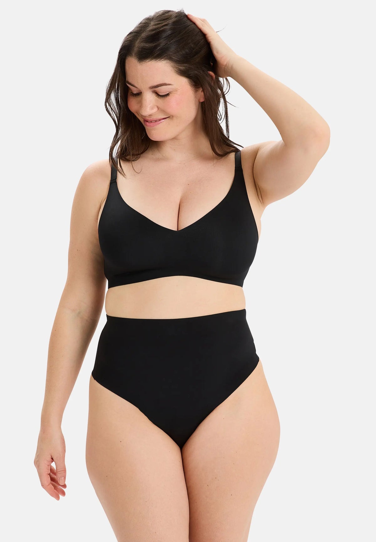 String taille haute gainant Perfect Touch Noir